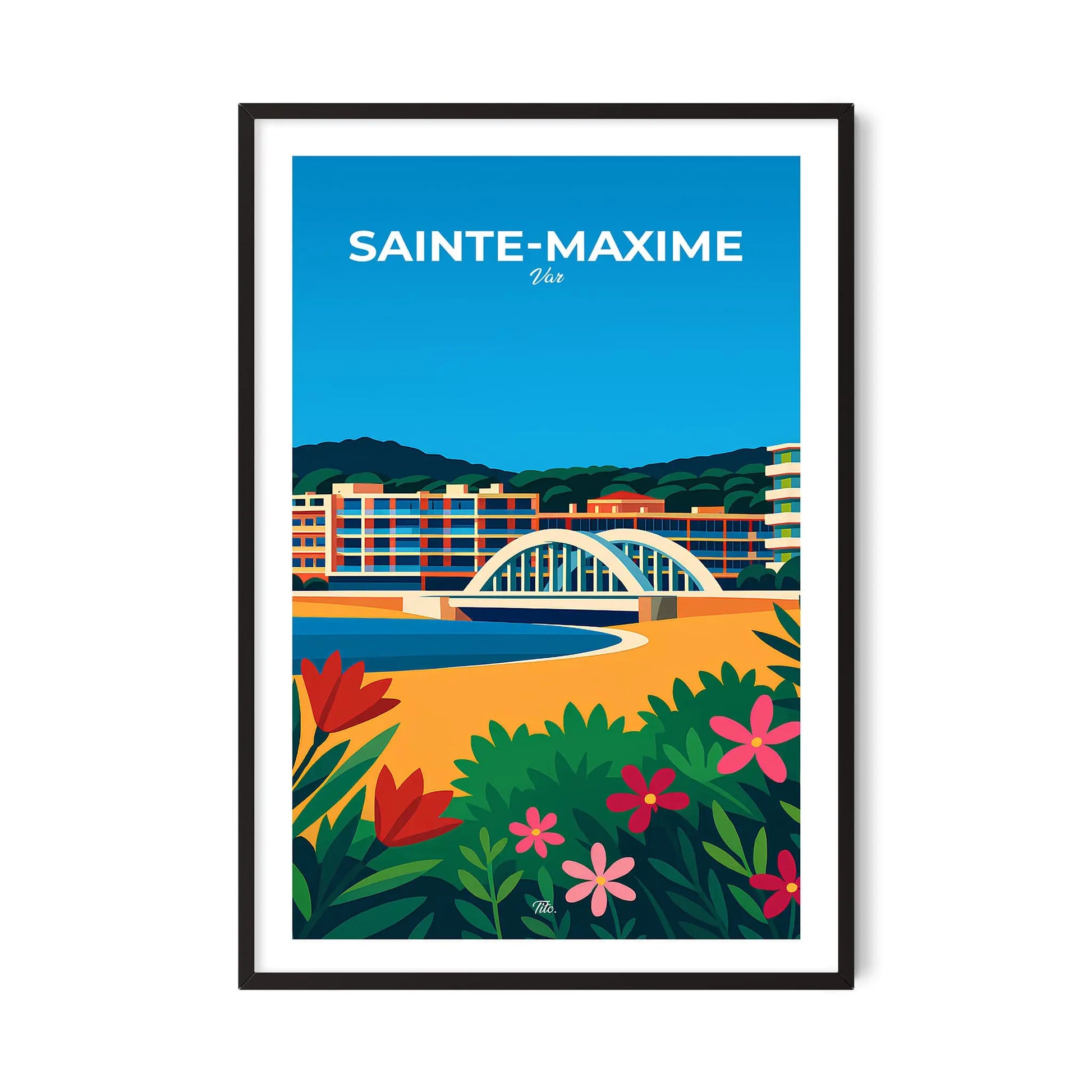 Affiche Sainte-Maxime - Poster vintage, impression artistique murale
