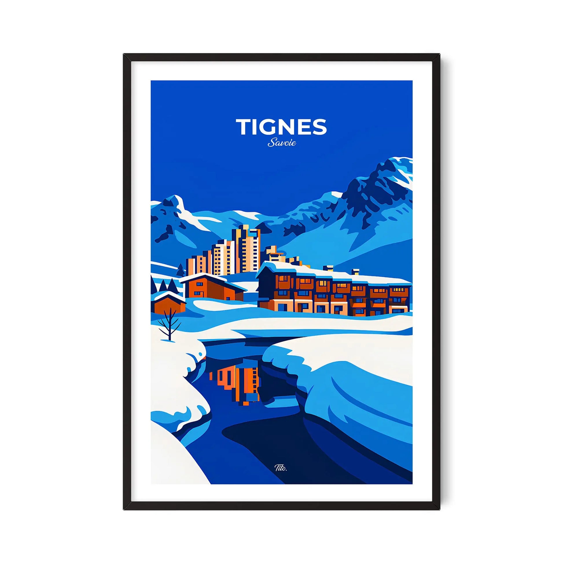 Affiche Tignes - Poster vintage, impression artistique murale