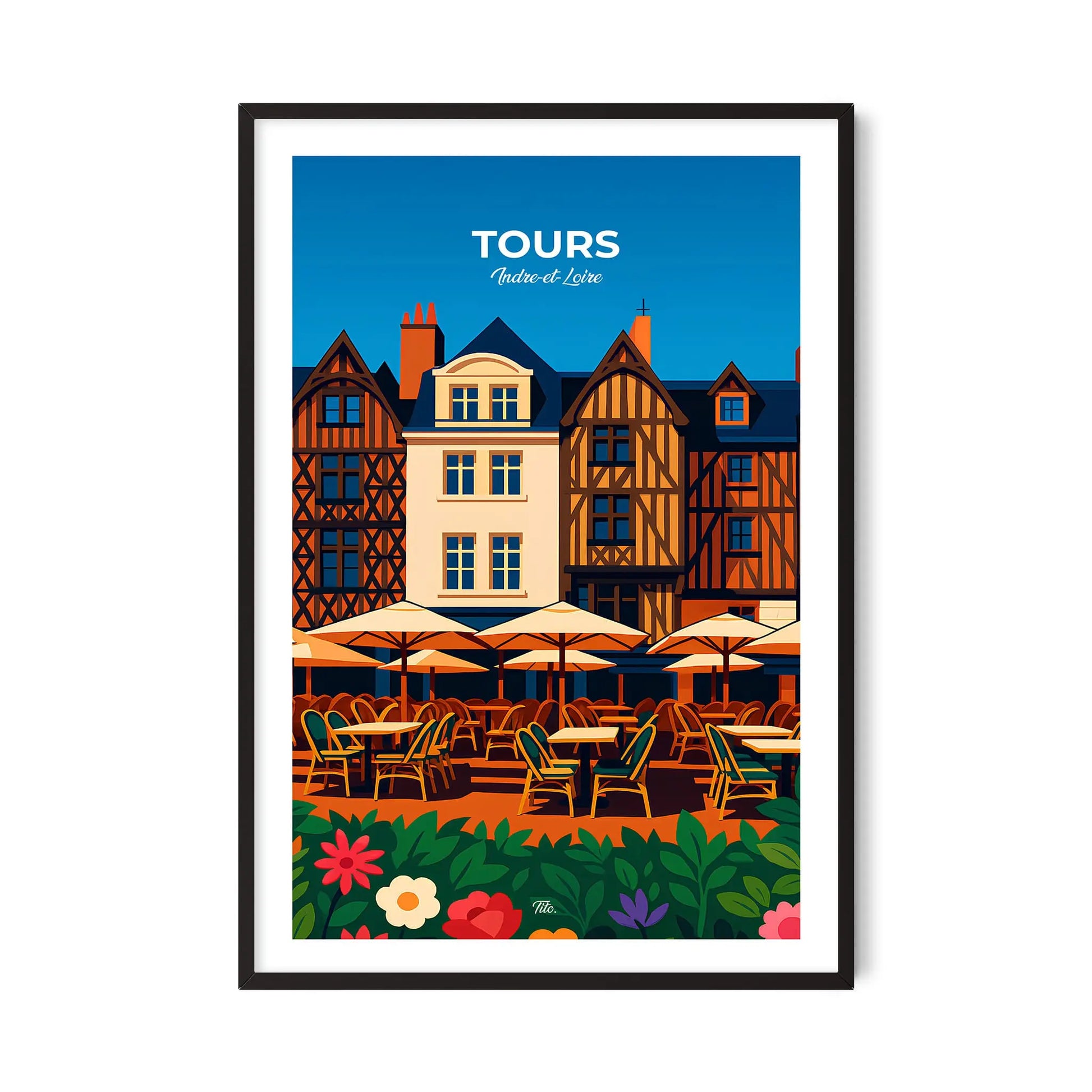 Affiche Tours - Poster vintage, impression artistique murale