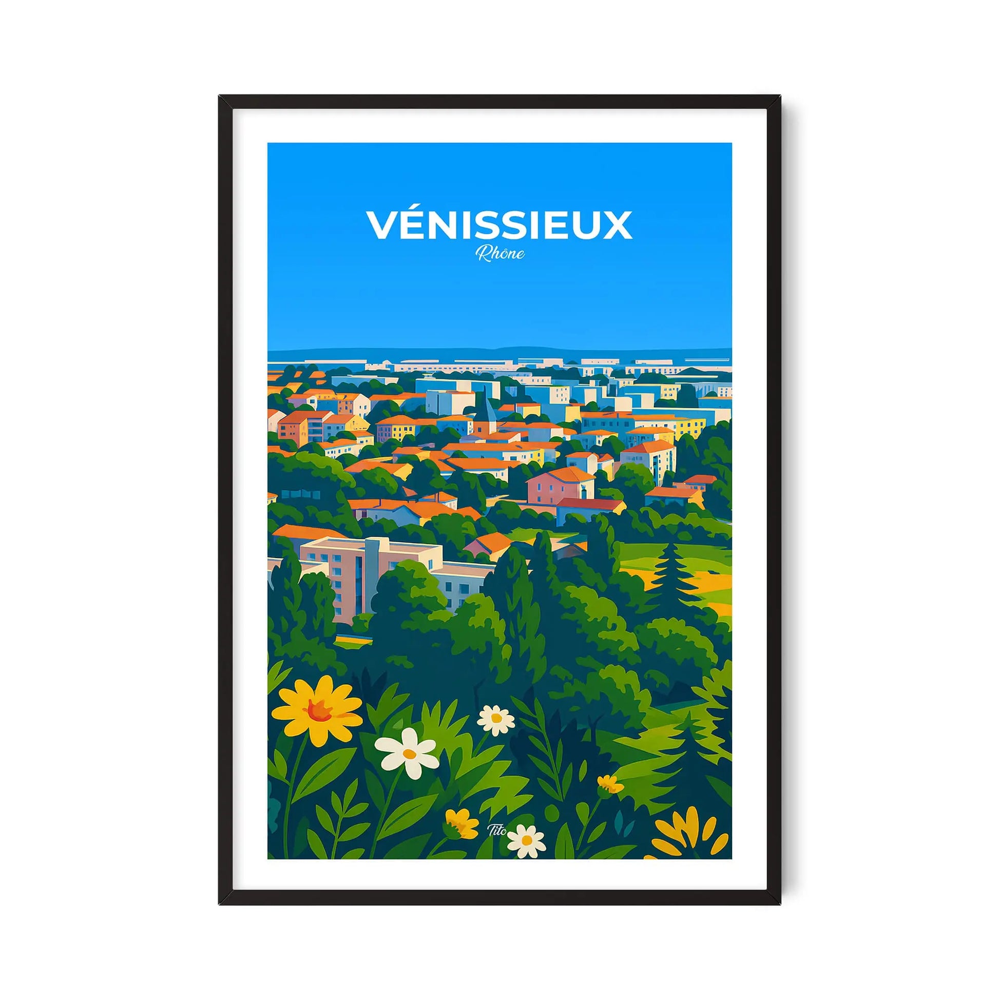 Affiche Vénissieux - Poster vintage, impression artistique murale