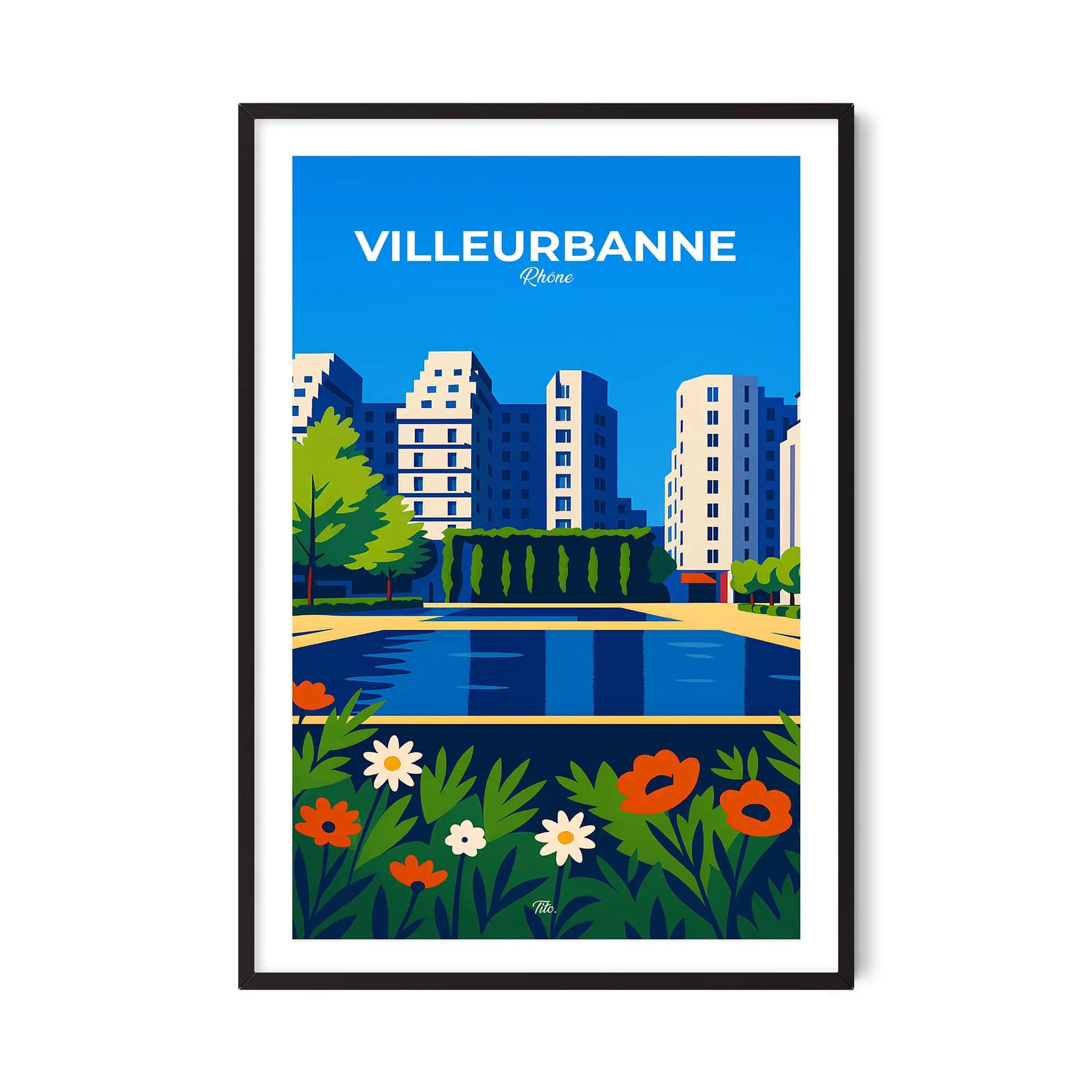 Affiche Villeurbanne - Poster vintage, impression artistique murale