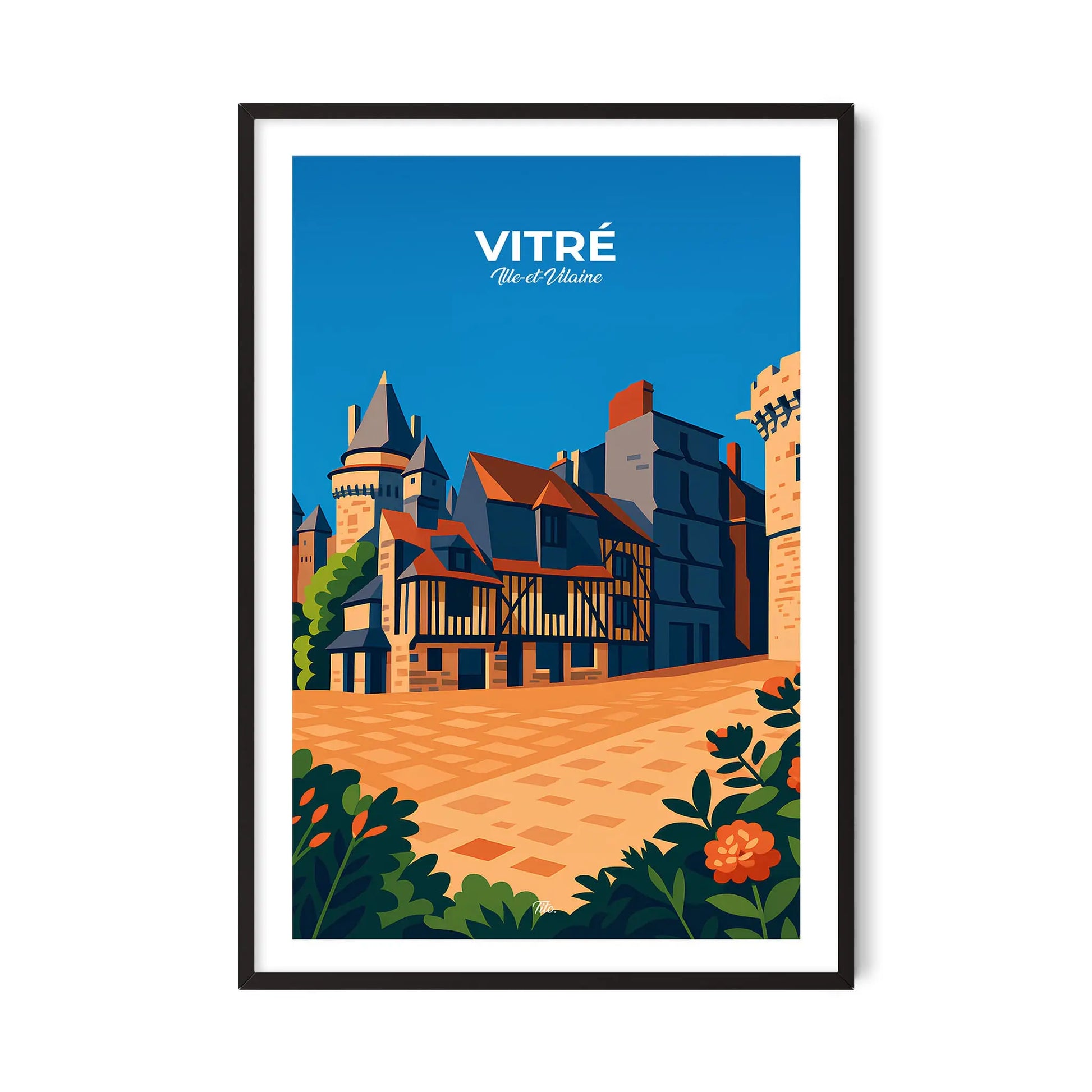 Affiche Vitré - Poster vintage, impression artistique murale