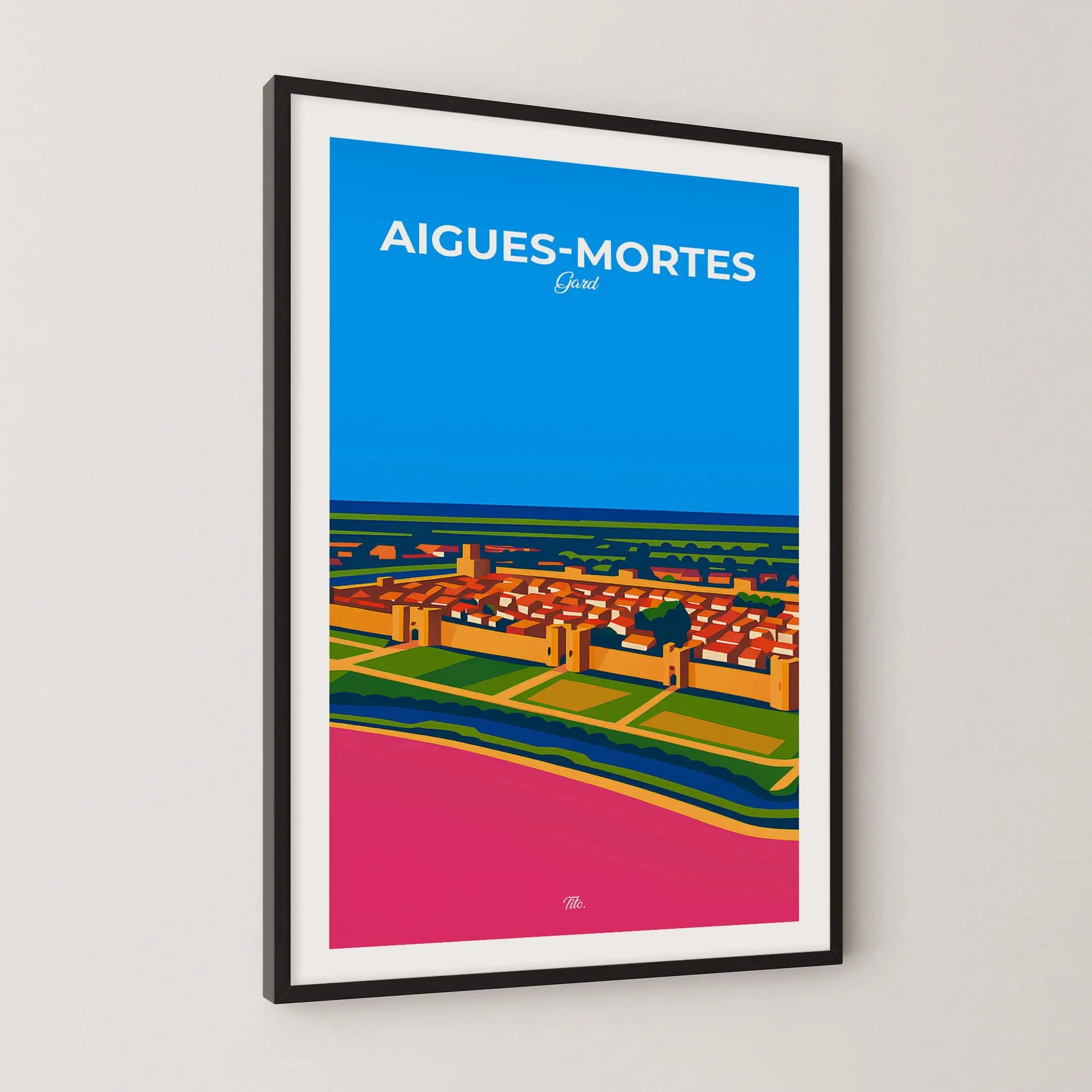 Affiche Aigues-Mortes - Poster vintage, impression artistique murale