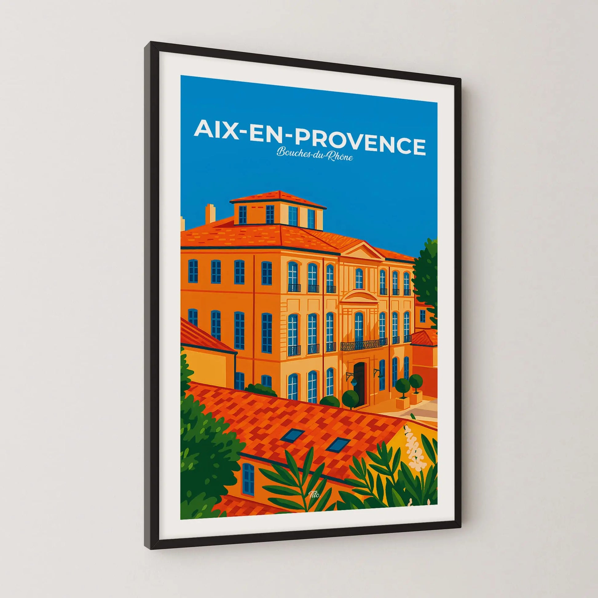 Affiche Aix-en-Provence - Poster vintage, impression artistique murale