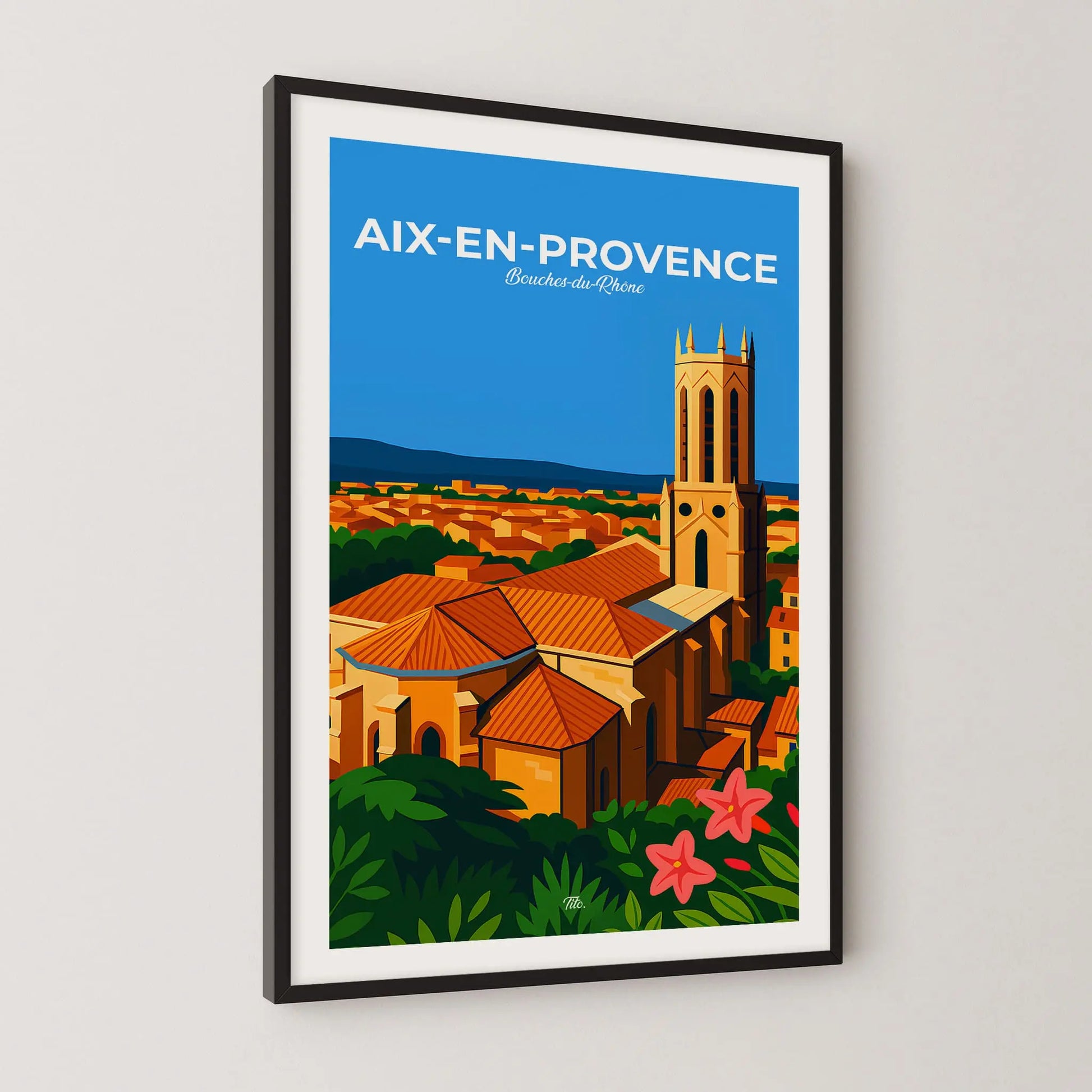 Affiche Aix-en-Provence - Poster vintage, impression artistique murale