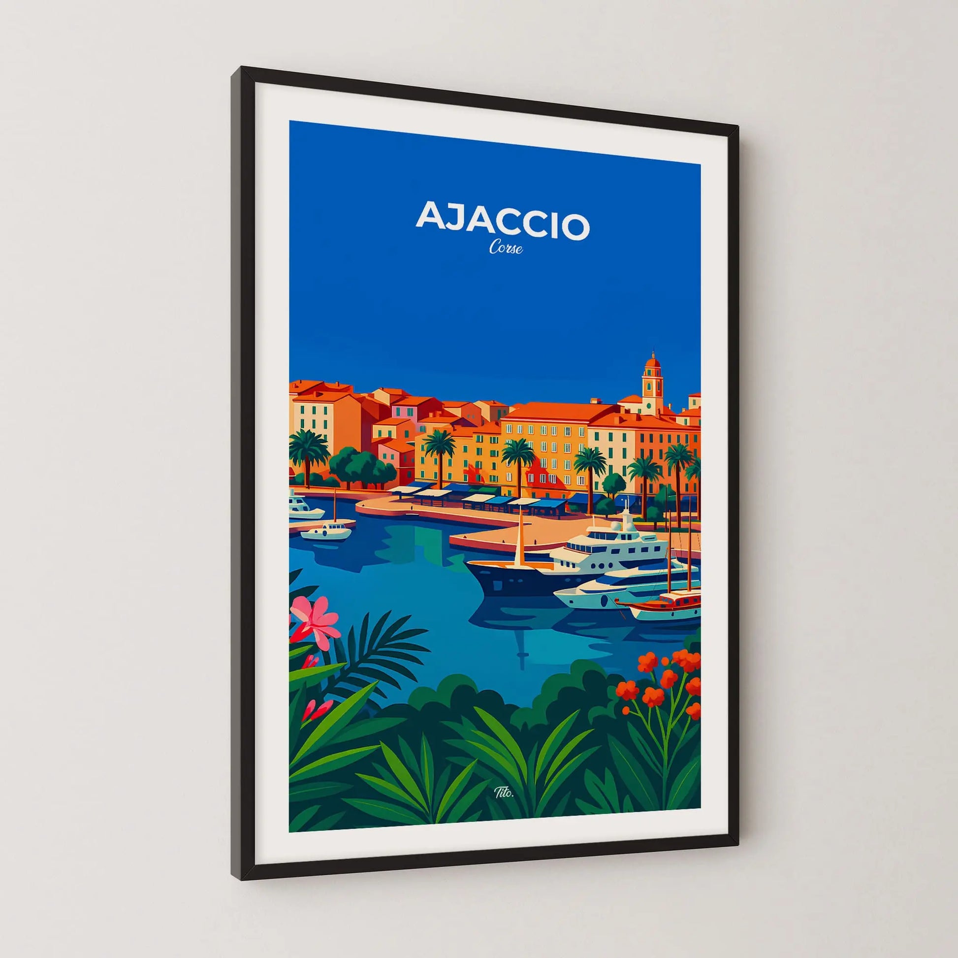 Affiche Ajaccio - Poster vintage, impression artistique murale
