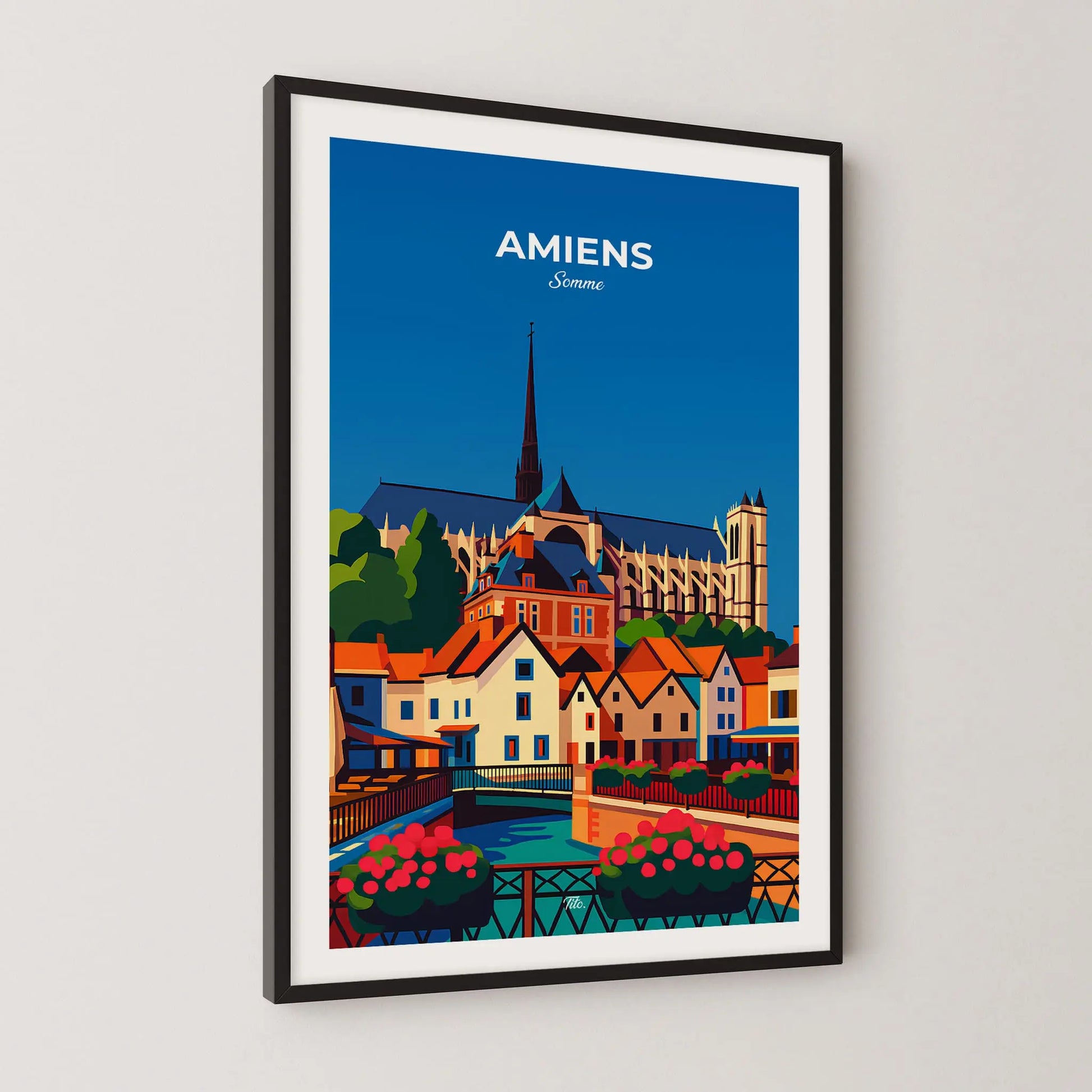 Affiche Amiens - Poster vintage, impression artistique murale