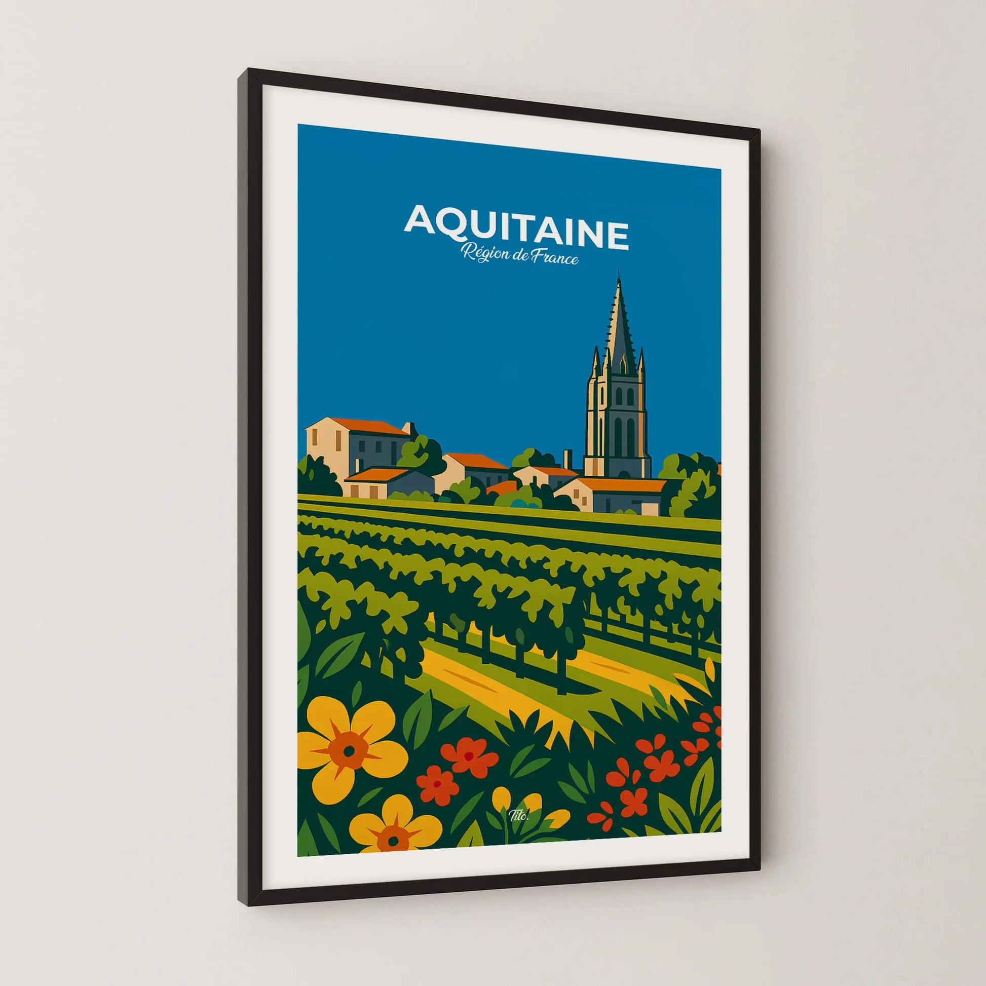 Affiche Aquitaine - Poster vintage, impression artistique murale