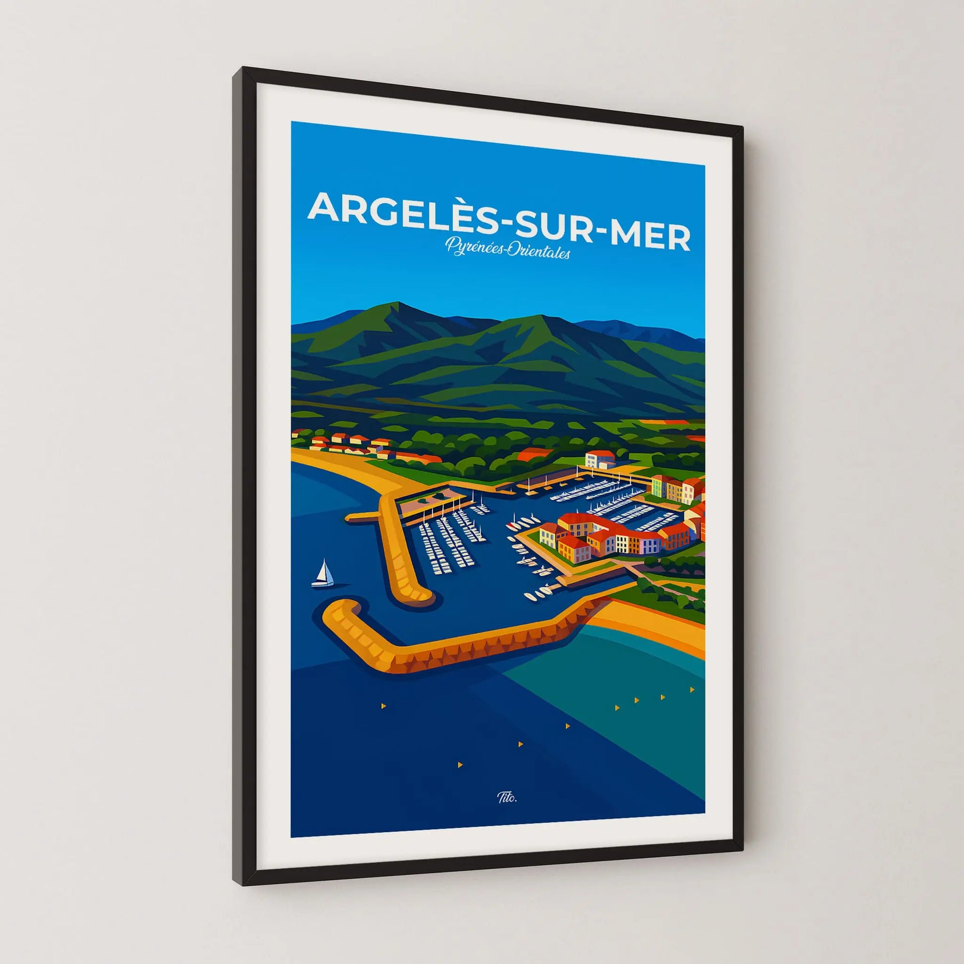 Affiche Argelès-sur-Mer - Poster vintage, impression artistique murale