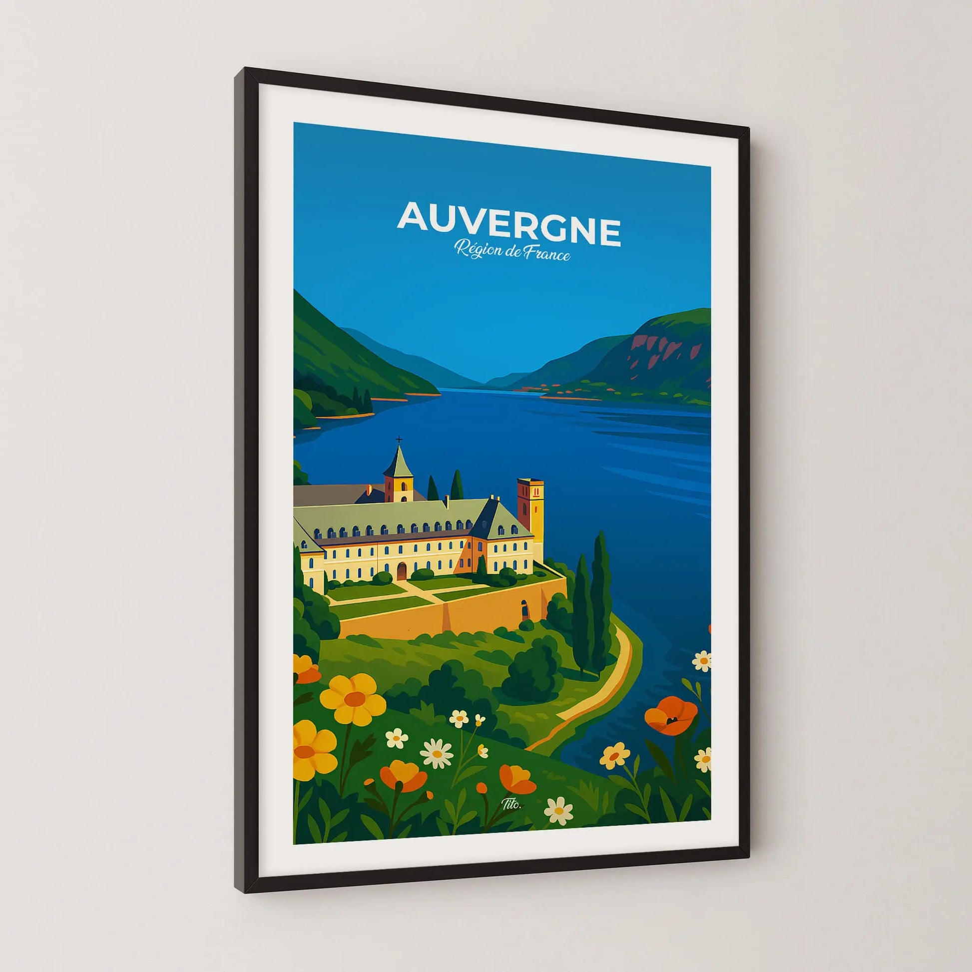 Affiche Auvergne - Poster vintage, impression artistique murale