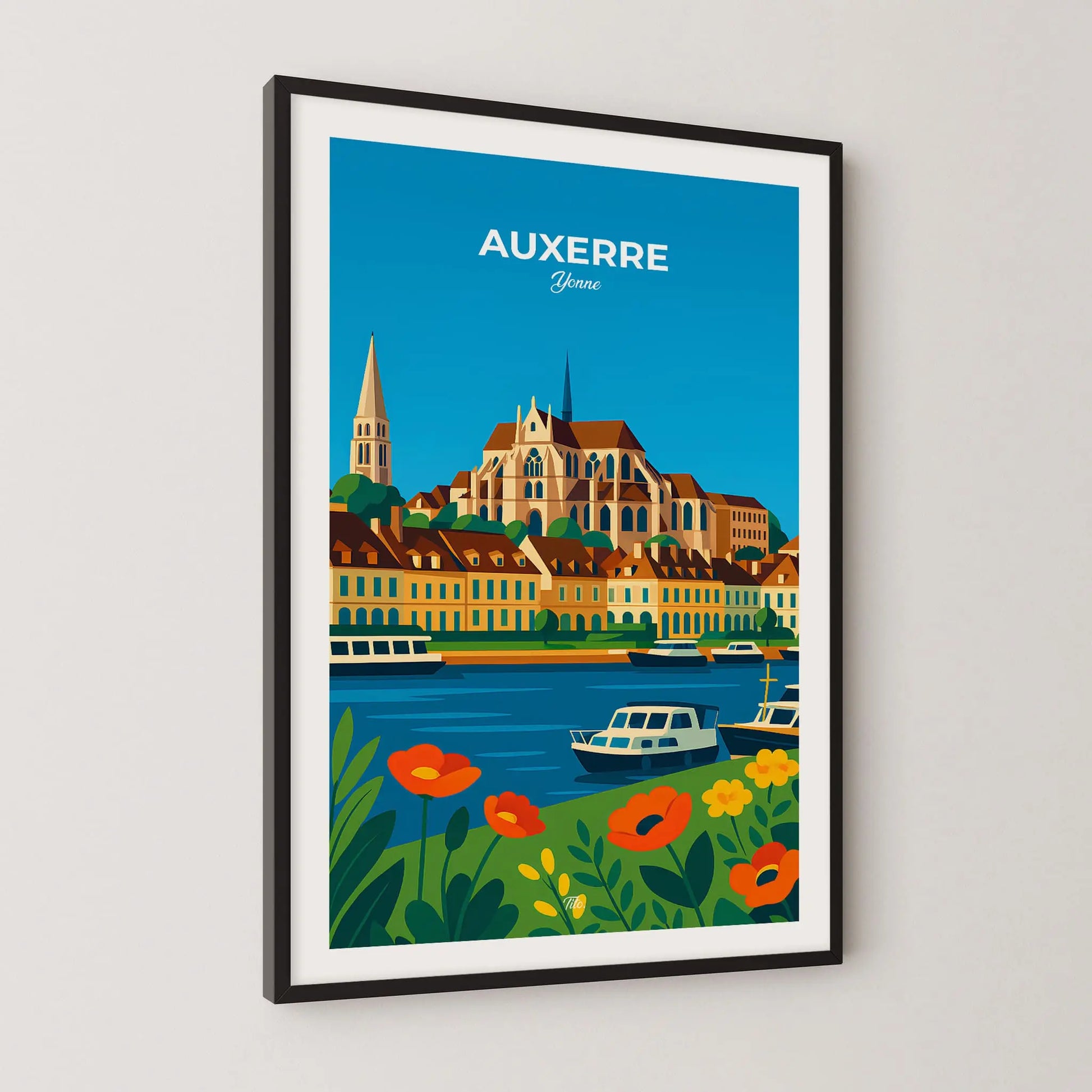 Affiche Auxerre - Poster vintage, impression artistique murale