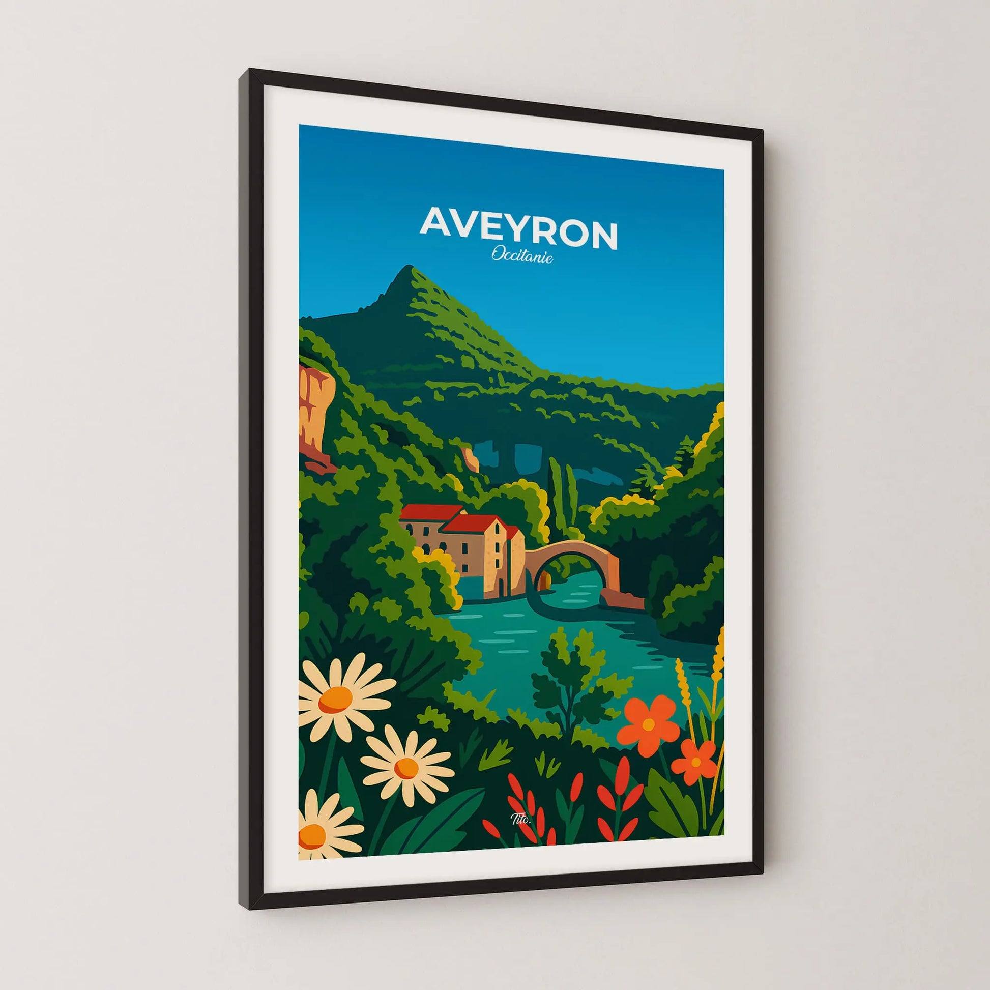 Affiche Aveyron - Poster vintage, impression artistique murale