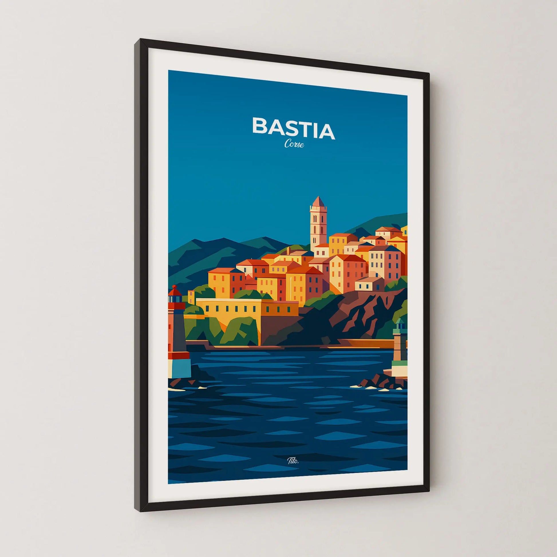 Affiche Bastia - Poster vintage, impression artistique murale