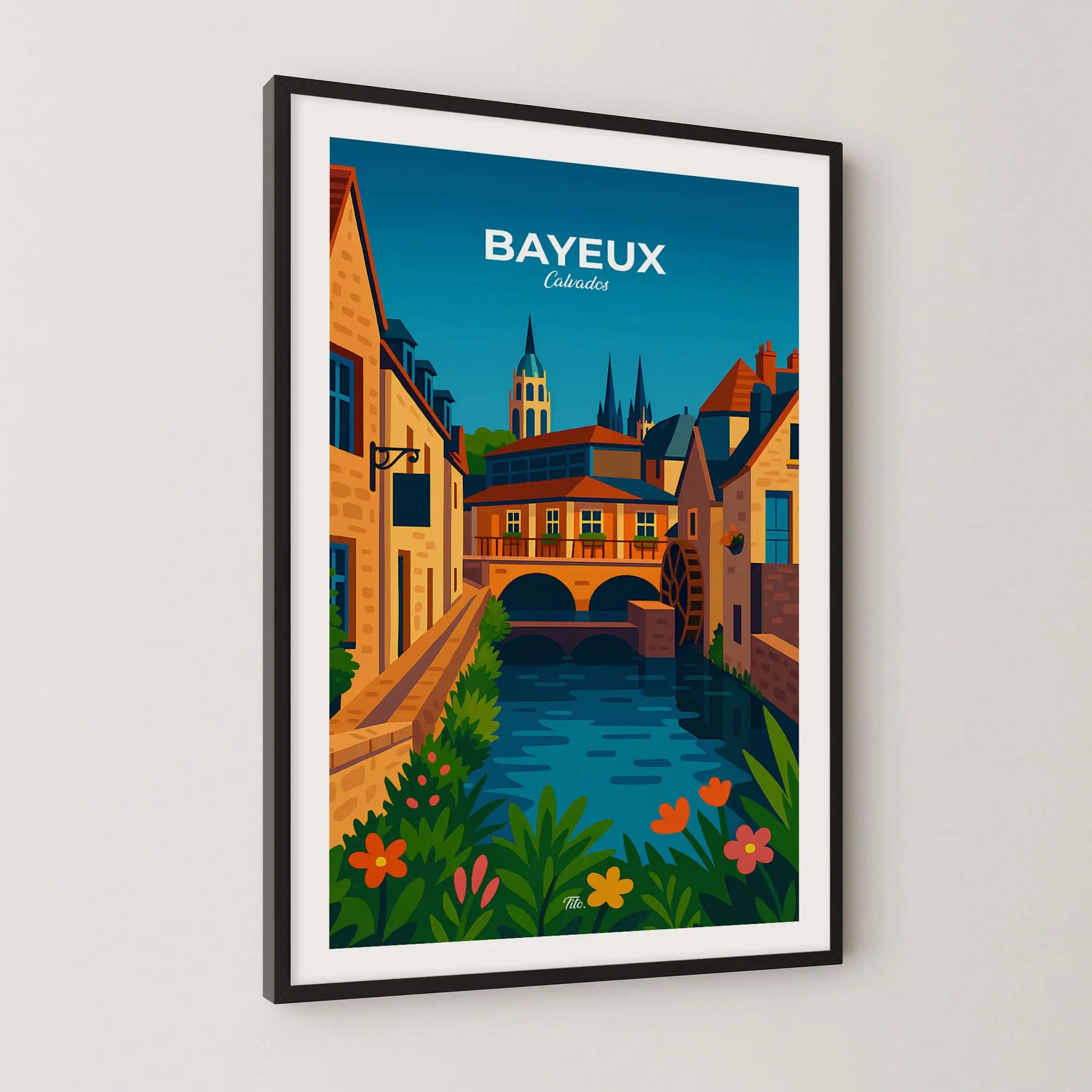 Affiche Bayeux - Poster vintage, impression artistique murale