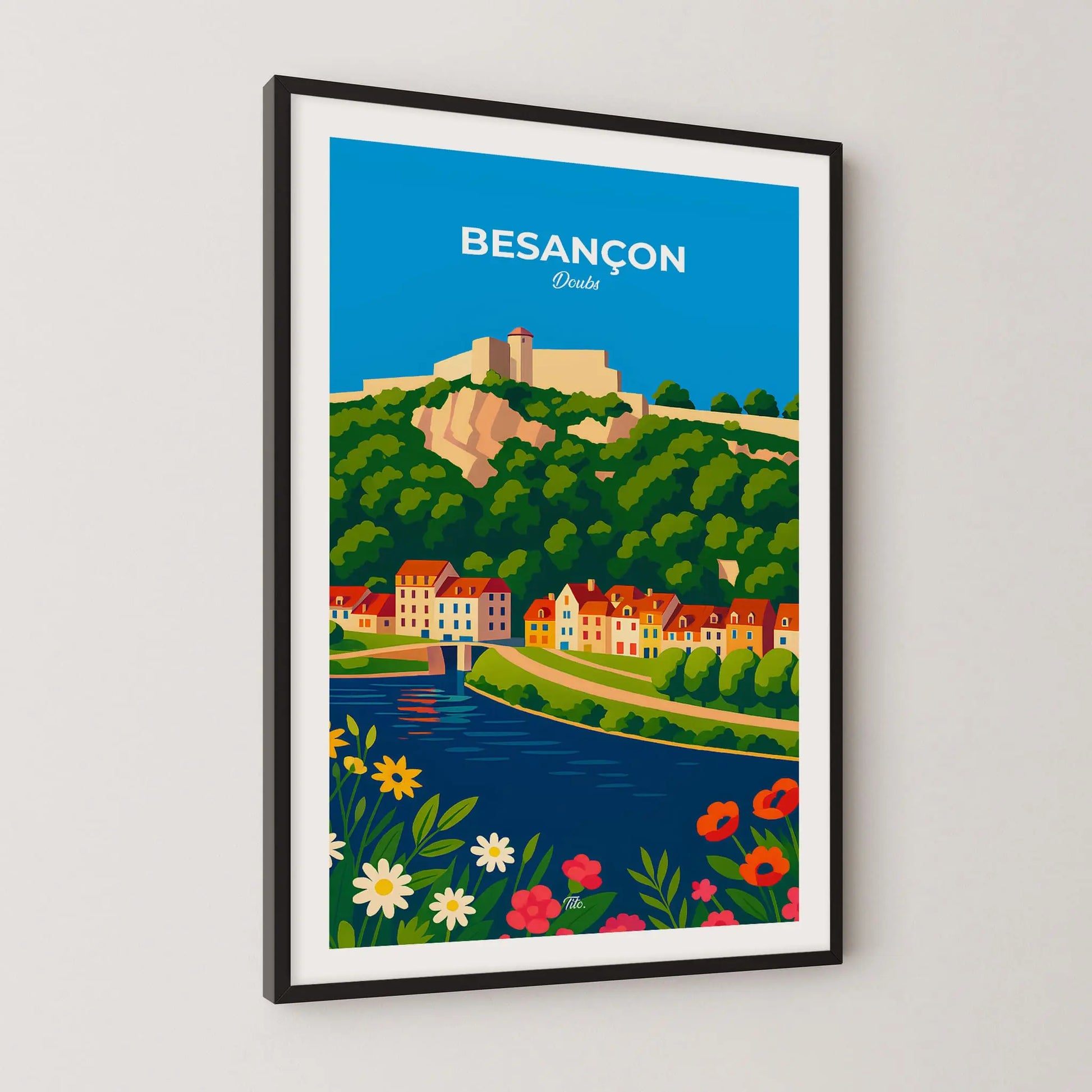 Affiche Besançon - Poster vintage, impression artistique murale