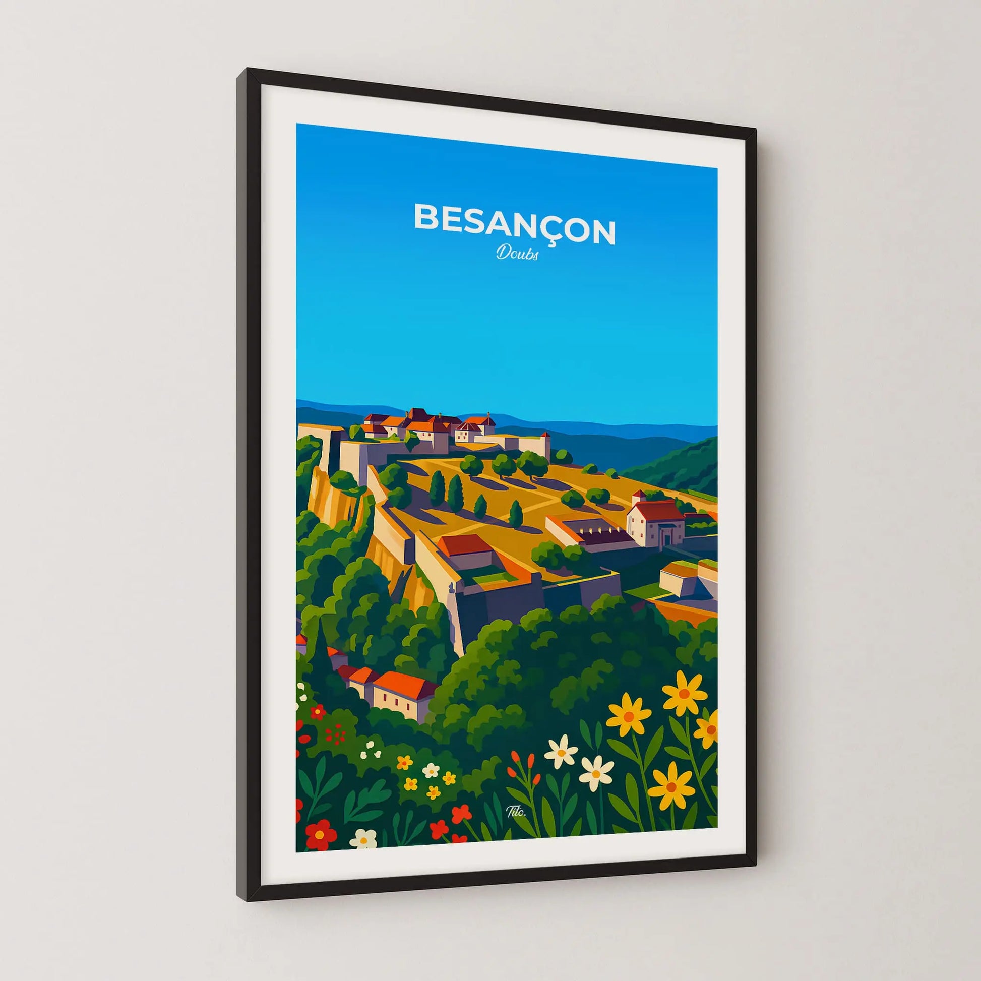 Affiche Besançon - Poster vintage, impression artistique murale