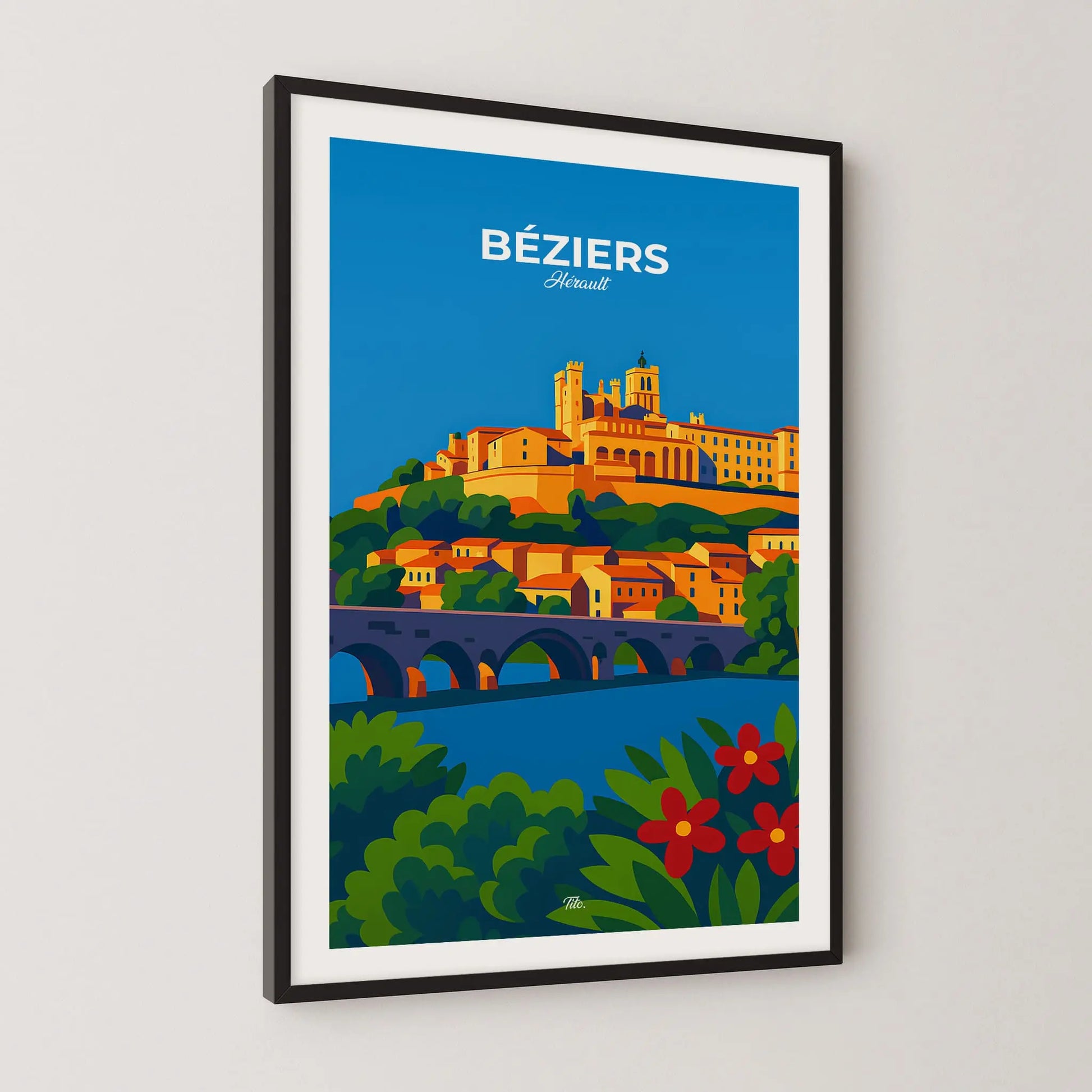 Affiche Béziers - Poster vintage, impression artistique murale