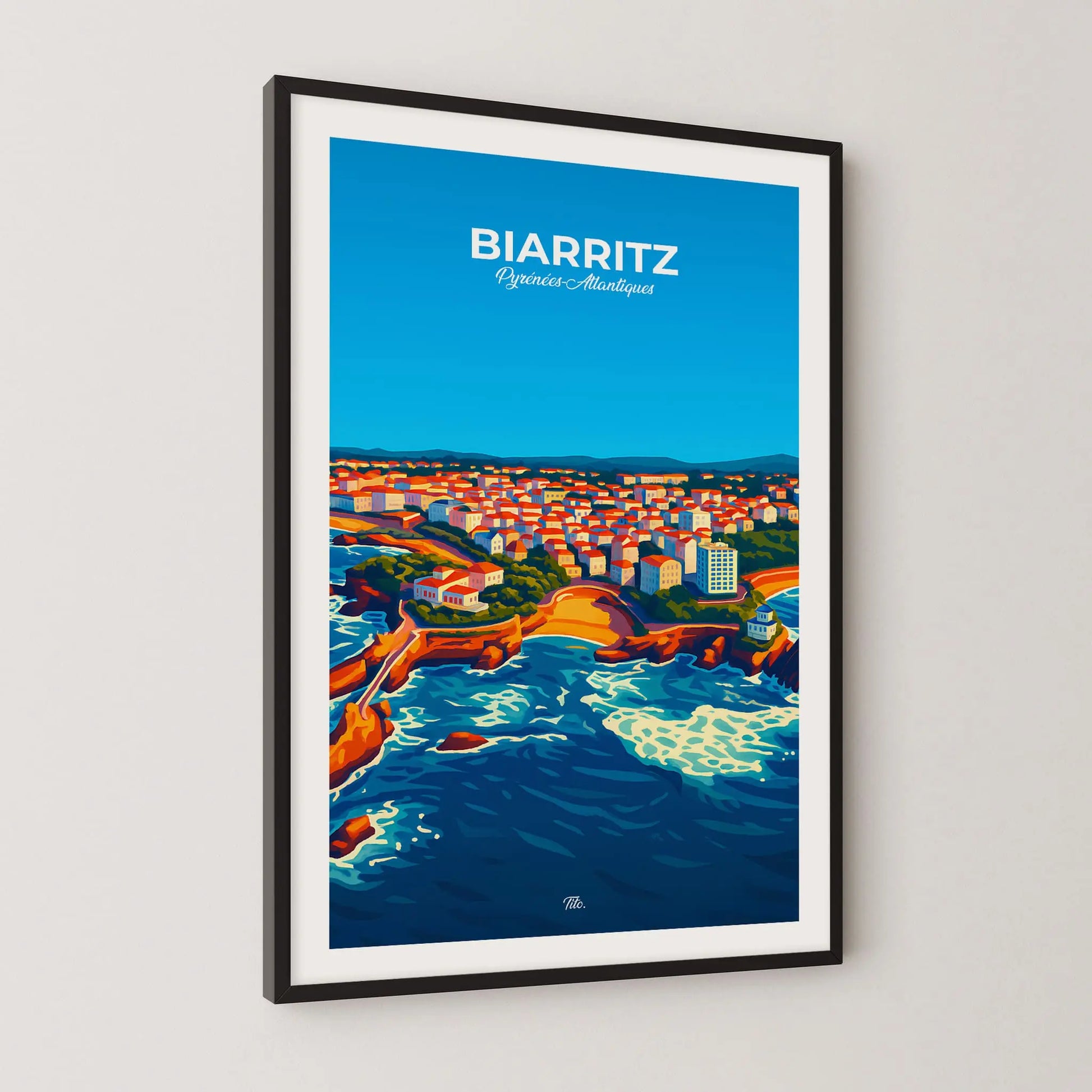 Affiche Biarritz - Poster vintage, impression artistique murale
