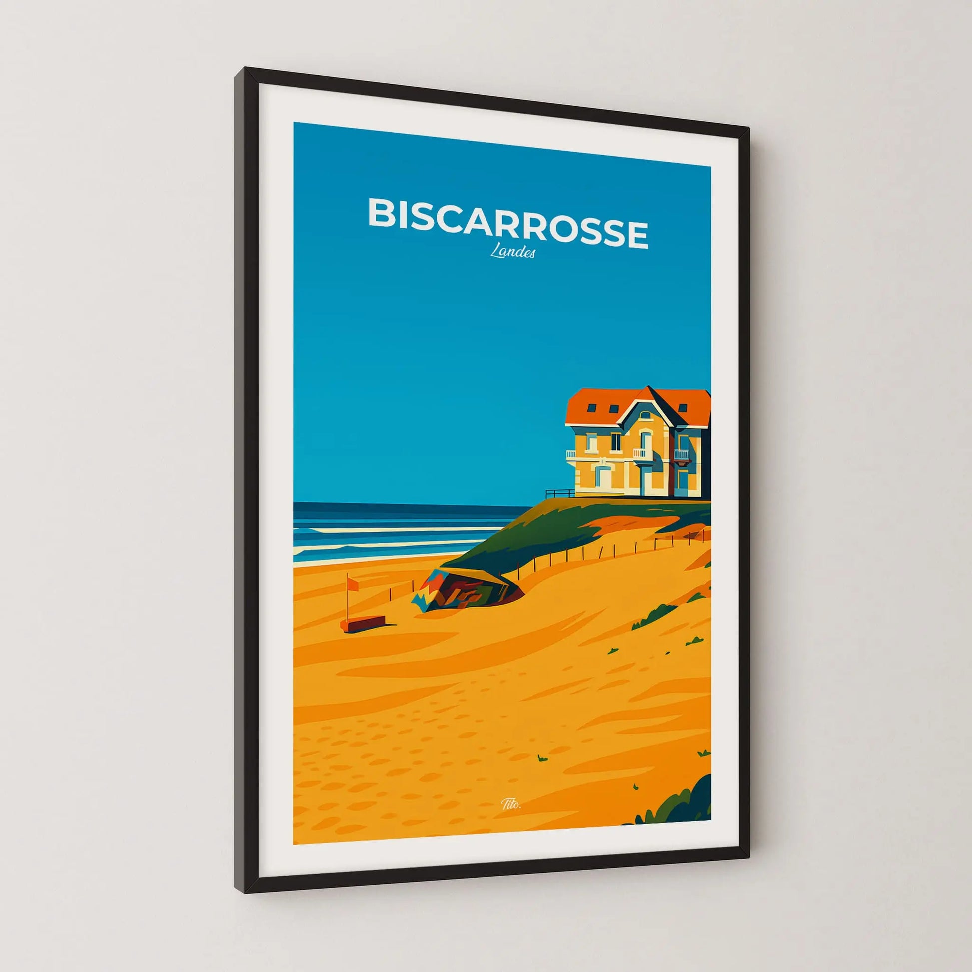 Affiche Biscarrosse - Poster vintage, impression artistique murale