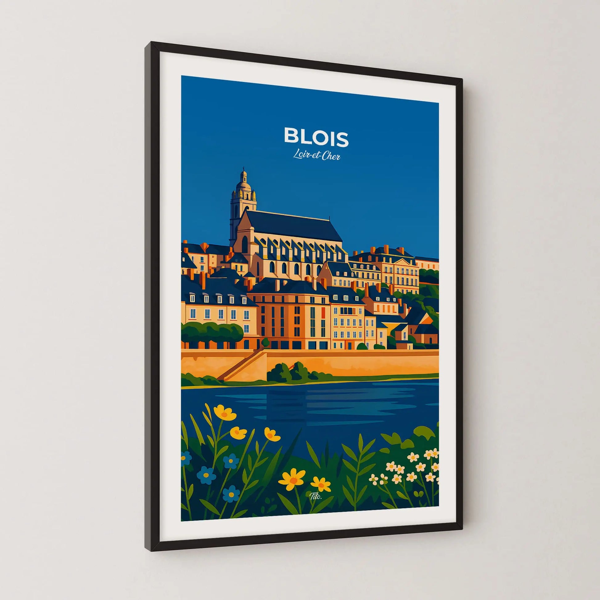 Affiche Blois - Poster vintage, impression artistique murale