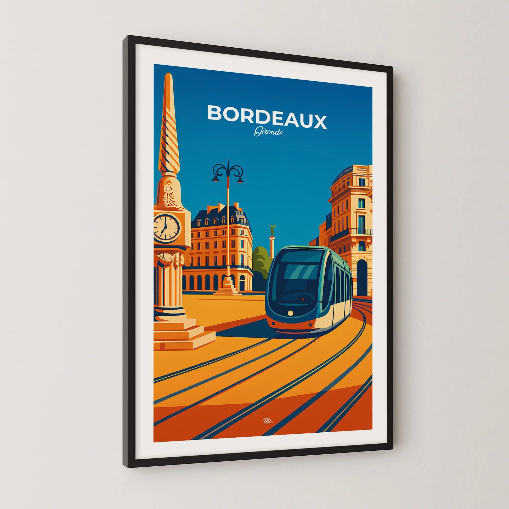 Affiche Bordeaux - Poster vintage, impression artistique murale