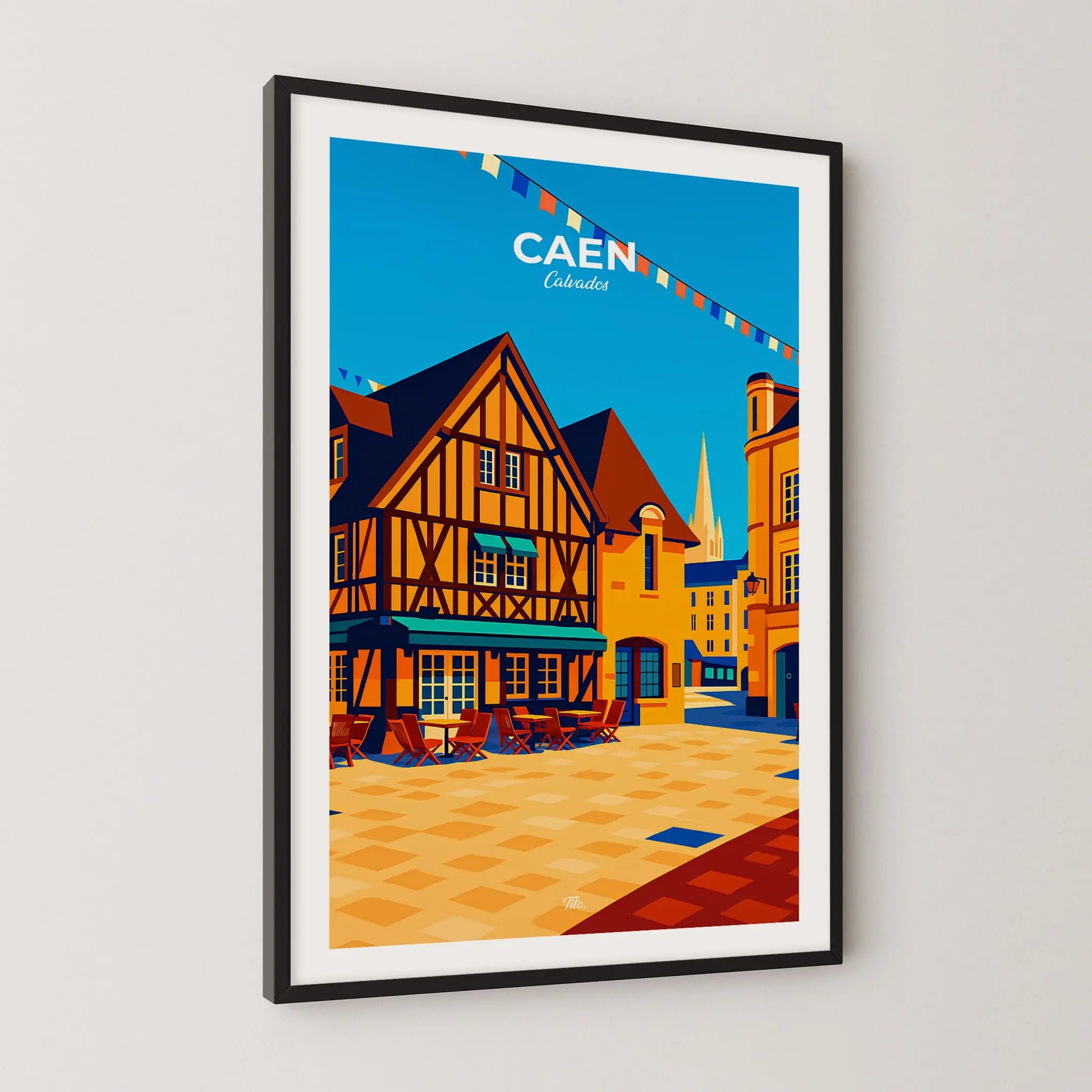 Affiche Caen - Poster vintage, impression artistique murale