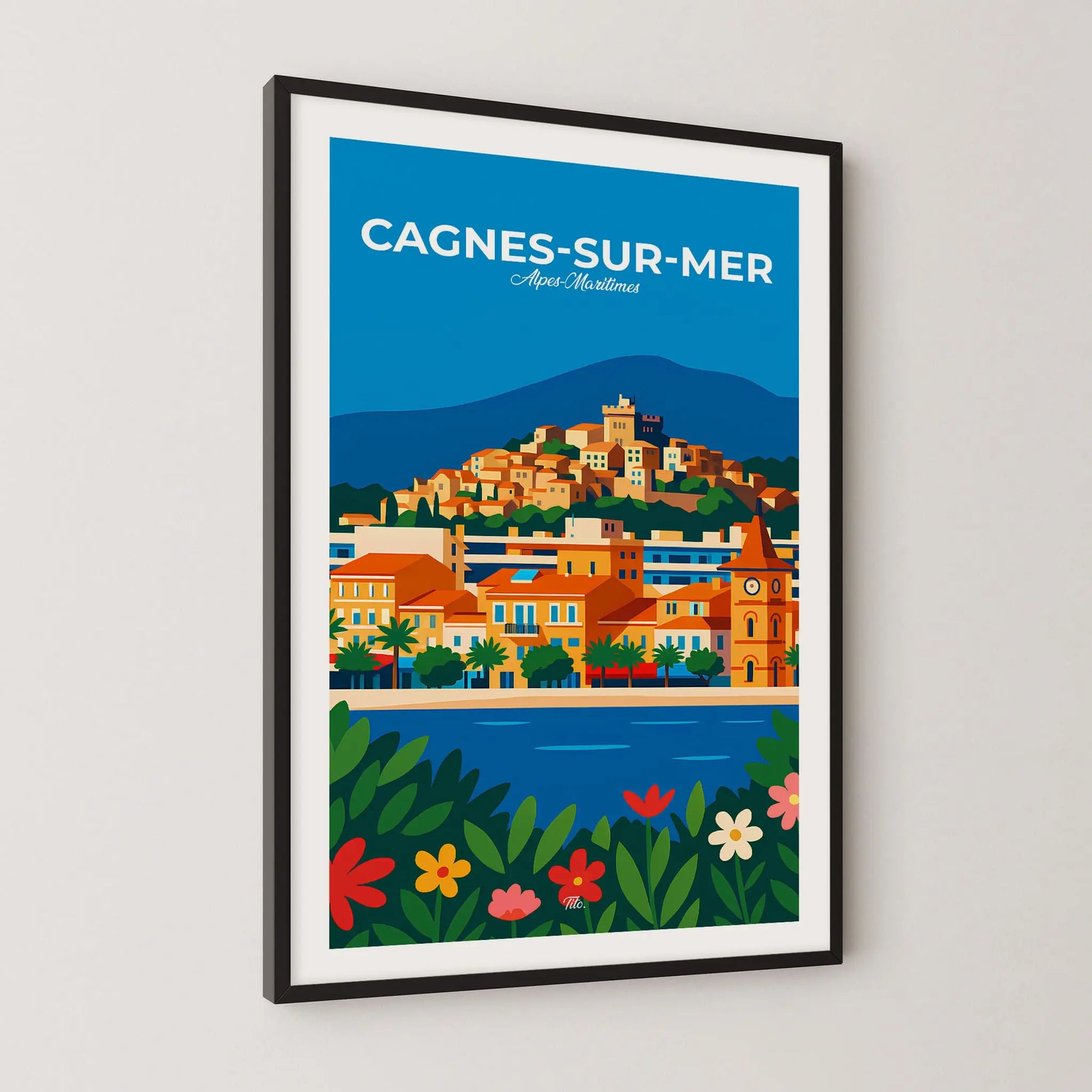 Affiche Cagnes-sur-Mer - Poster vintage, impression artistique murale