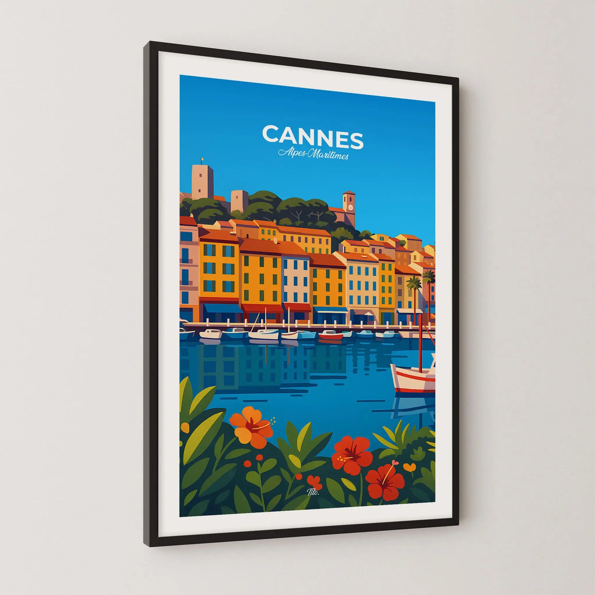 Affiche Cannes - Poster vintage, impression artistique murale
