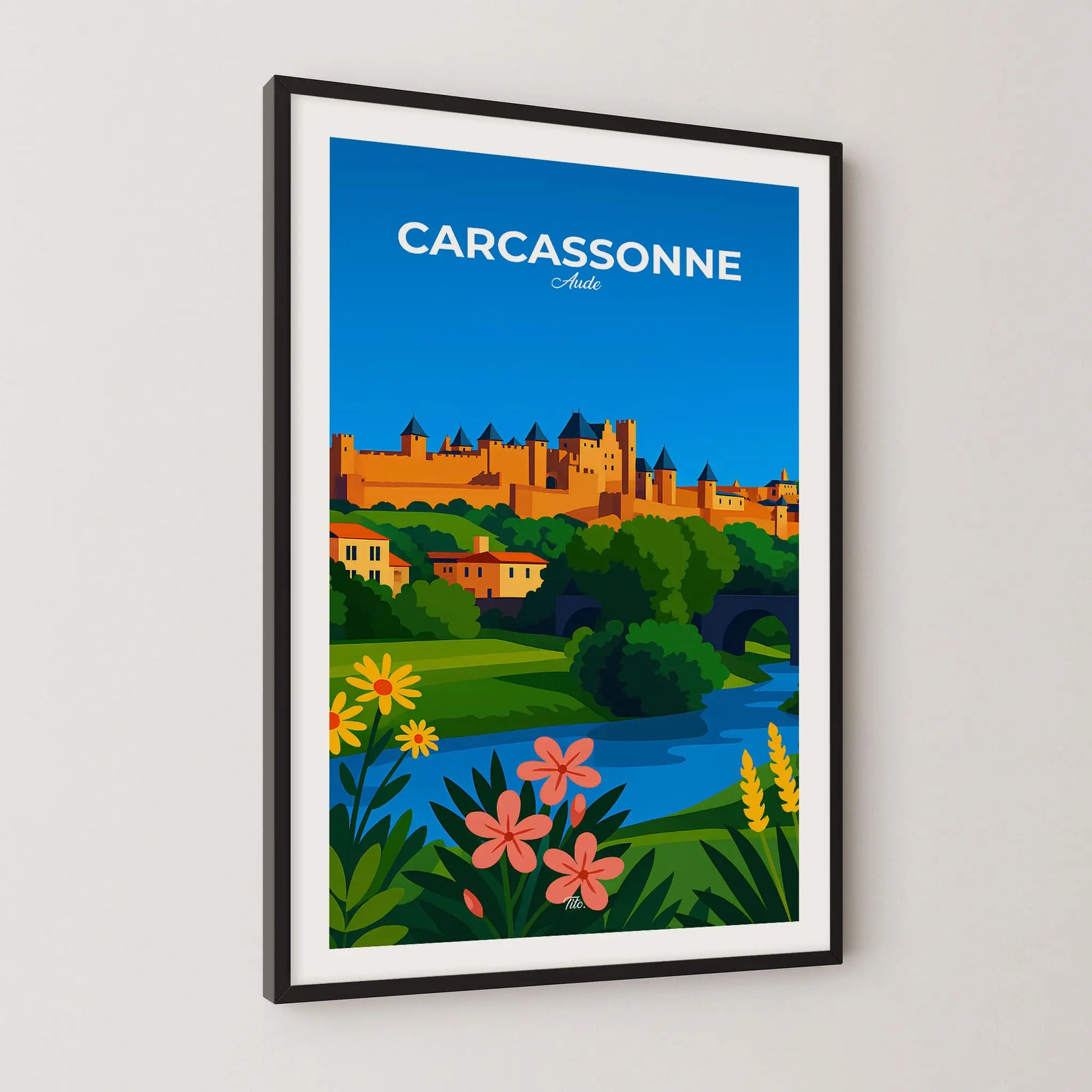 Affiche Carcassonne - Poster vintage, impression artistique murale
