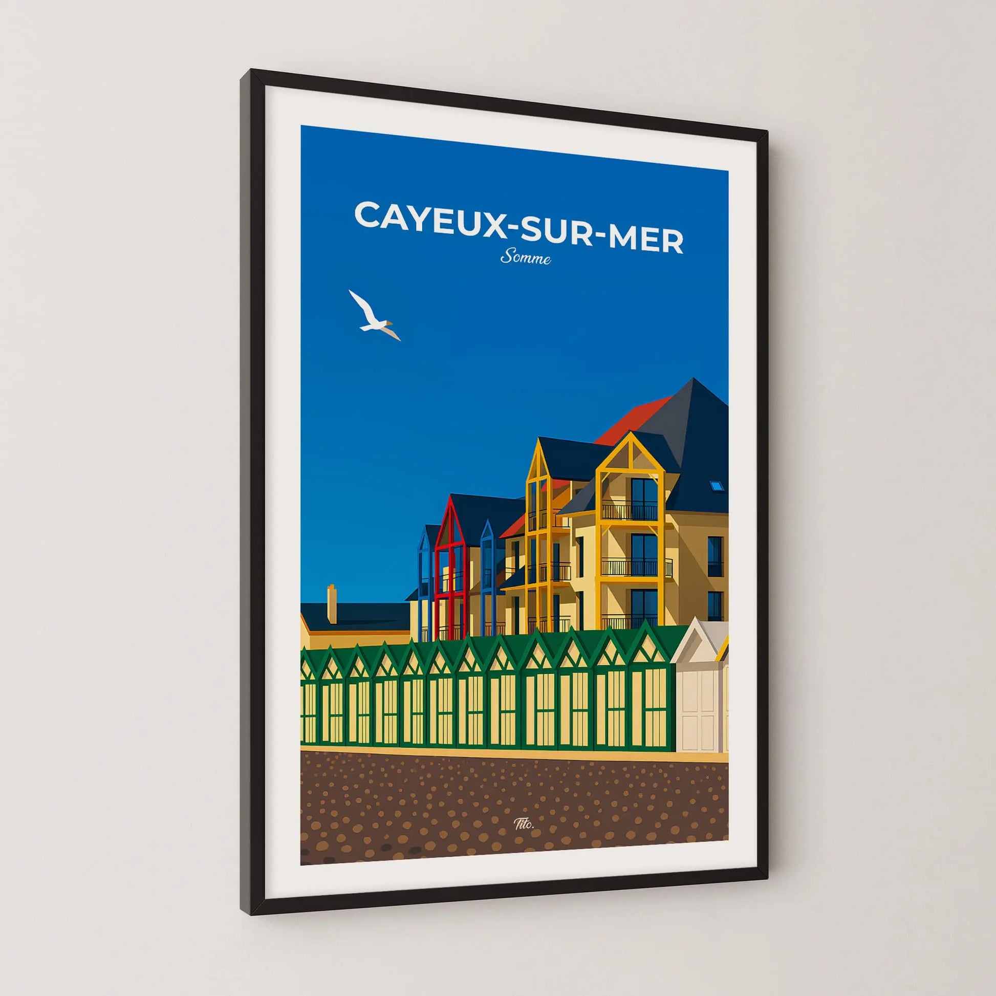 Affiche Cayeux-sur-Mer - Poster vintage, impression artistique murale