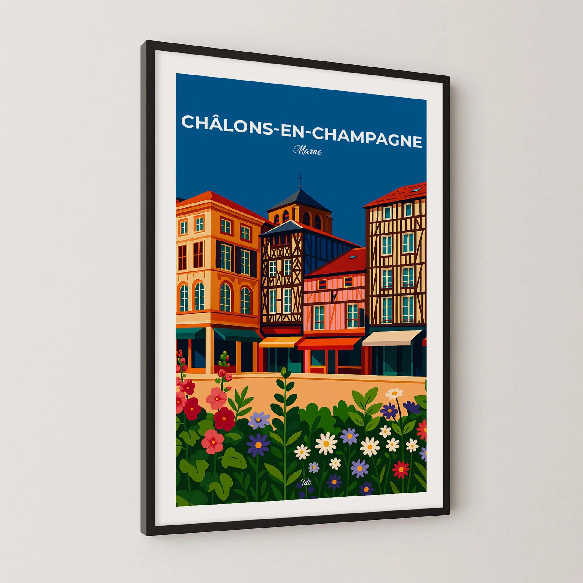 Affiche Châlons-en-Champagne - Poster vintage, impression artistique murale
