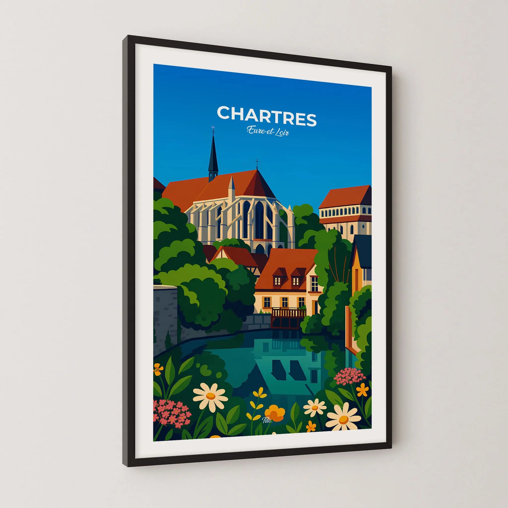 Affiche Chartres - Poster vintage, impression artistique murale
