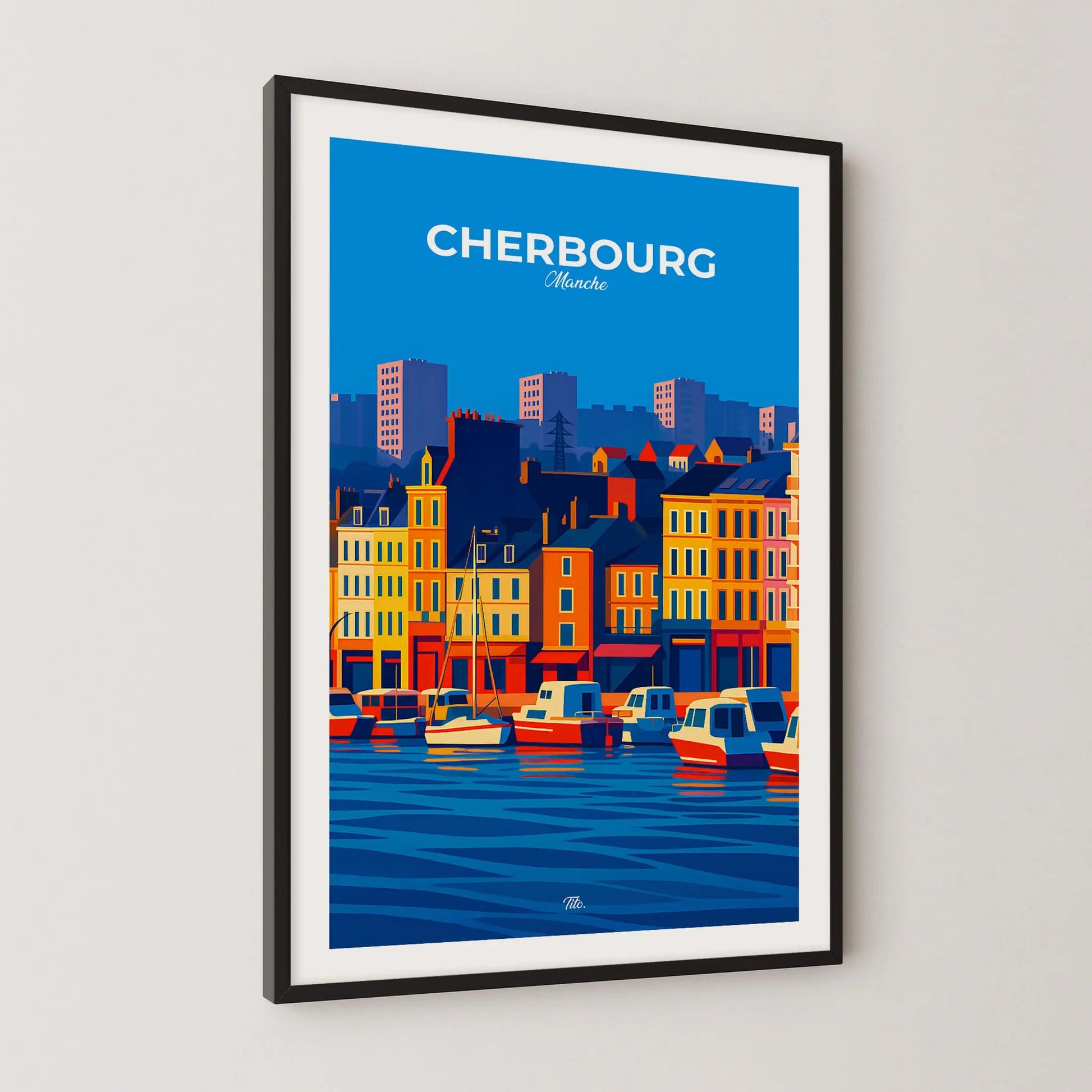 Affiche Cherbourg - Poster vintage, impression artistique murale
