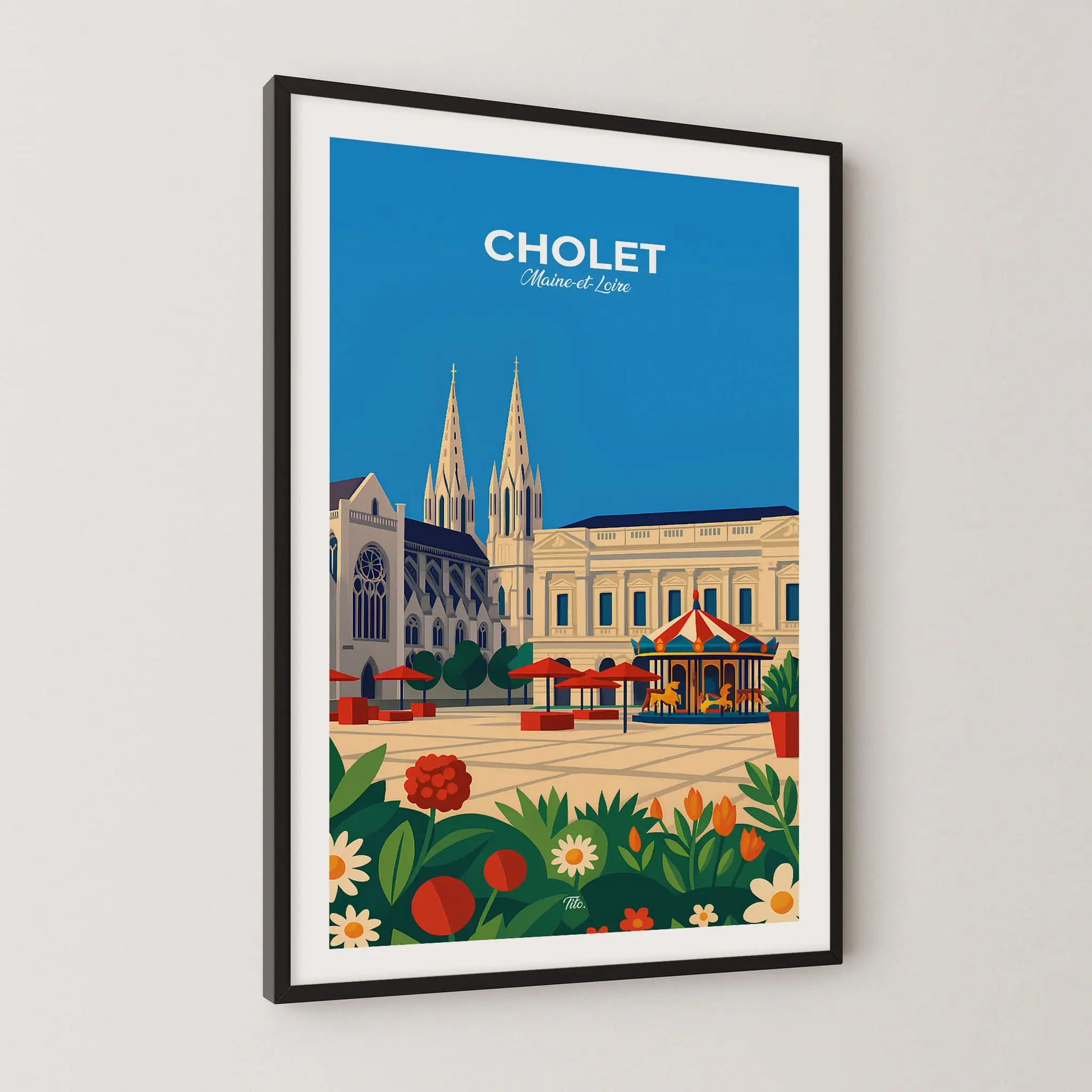 Affiche Cholet - Poster vintage, impression artistique murale