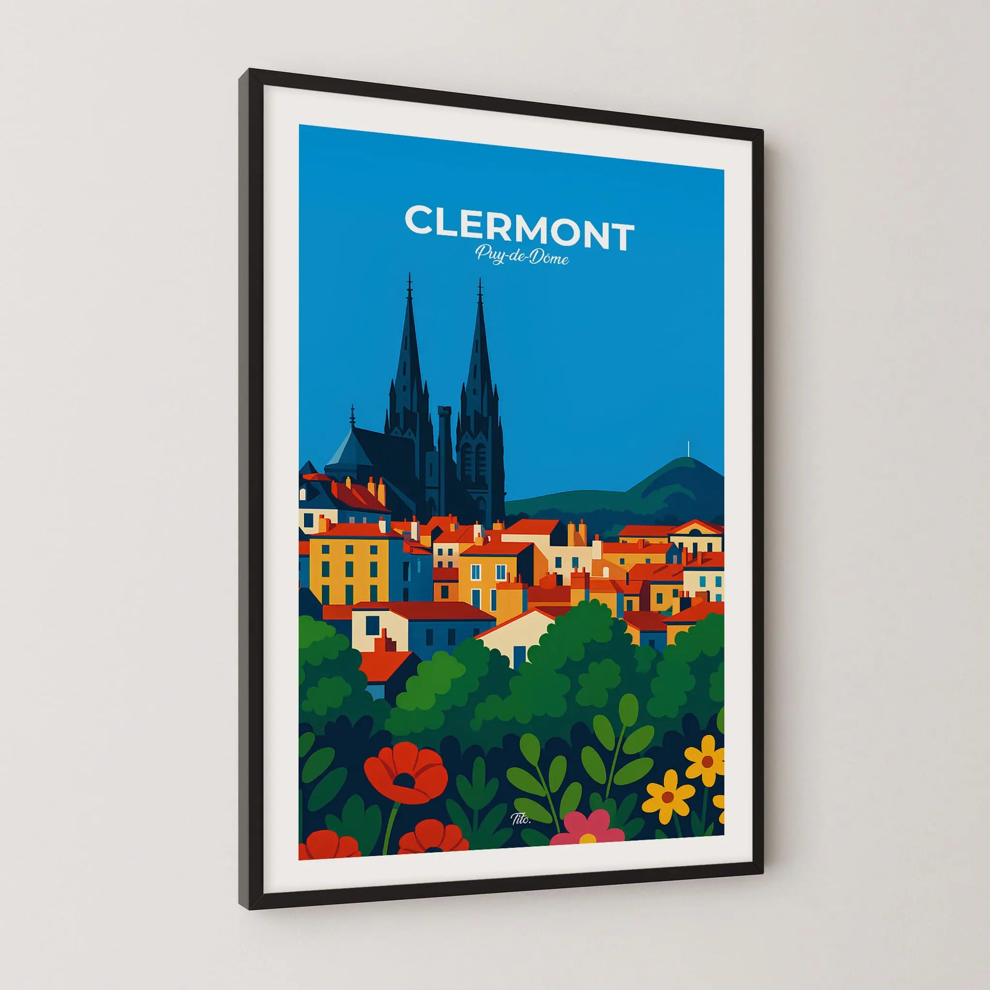 Affiche Clermont-Ferrand - Poster vintage, impression artistique murale