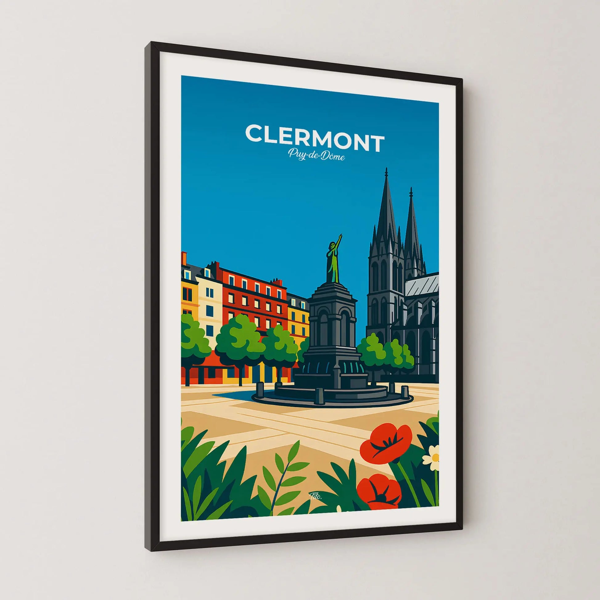 Affiche Clermont-Ferrand - Poster vintage, impression artistique murale