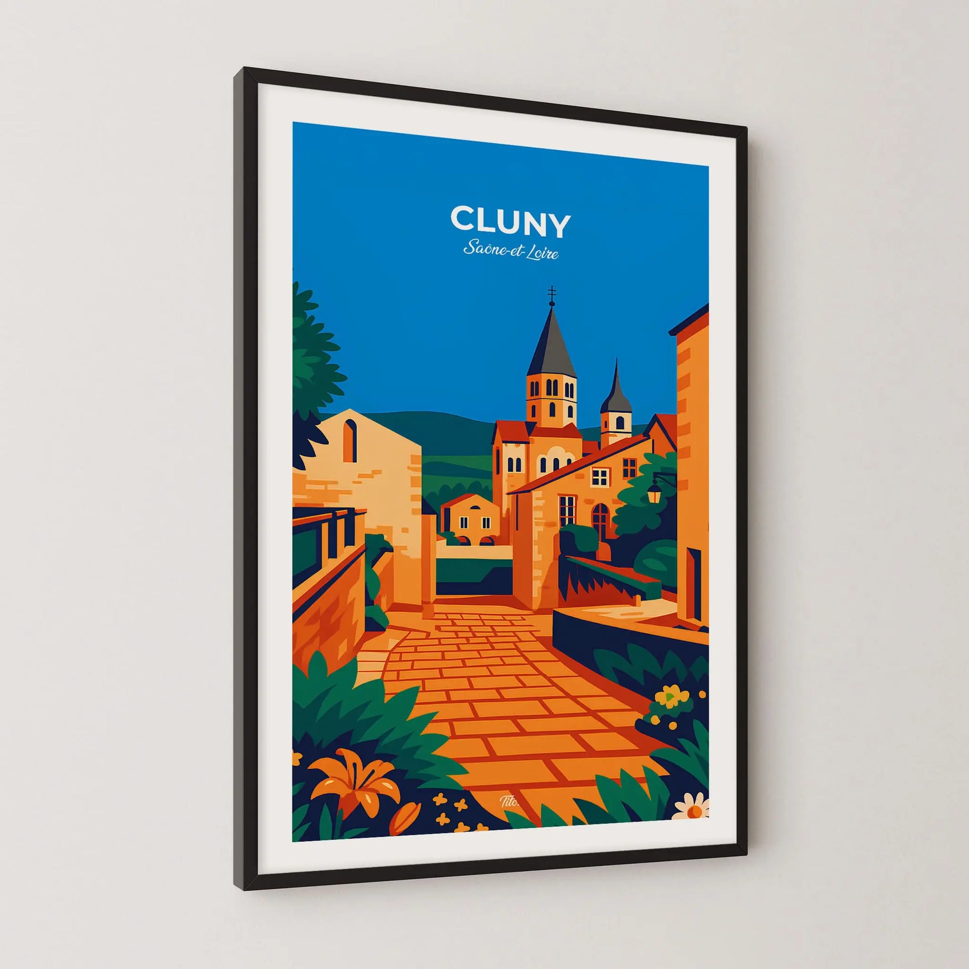 Affiche Cluny - Poster vintage, impression artistique murale