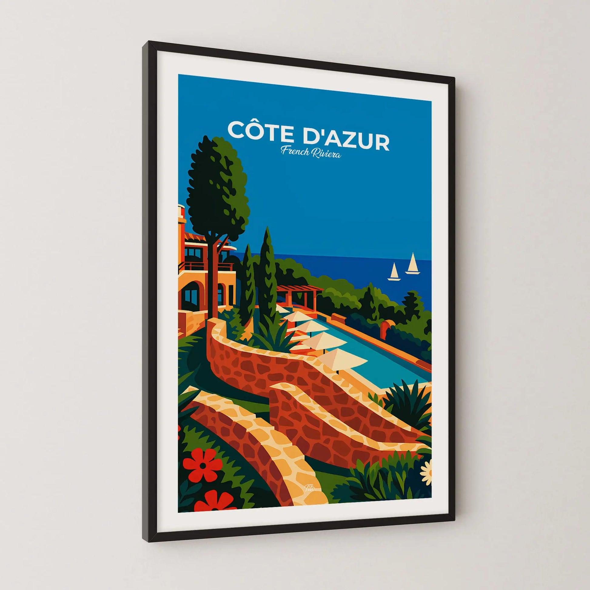 Affiche Côte d’Azur - Poster vintage, impression artistique murale