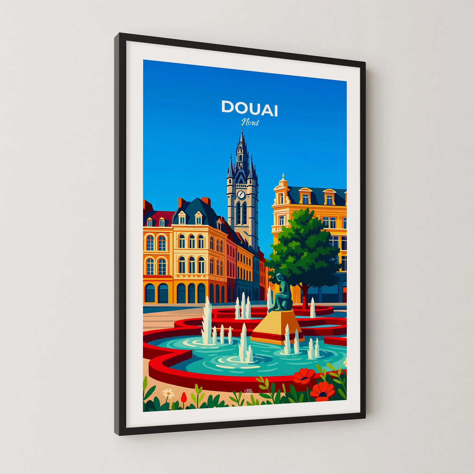 Affiche Douai - Poster vintage, impression artistique murale