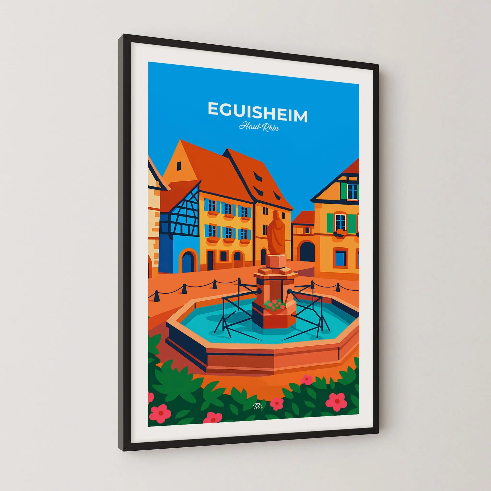Affiche Eguisheim - Poster vintage, impression artistique murale