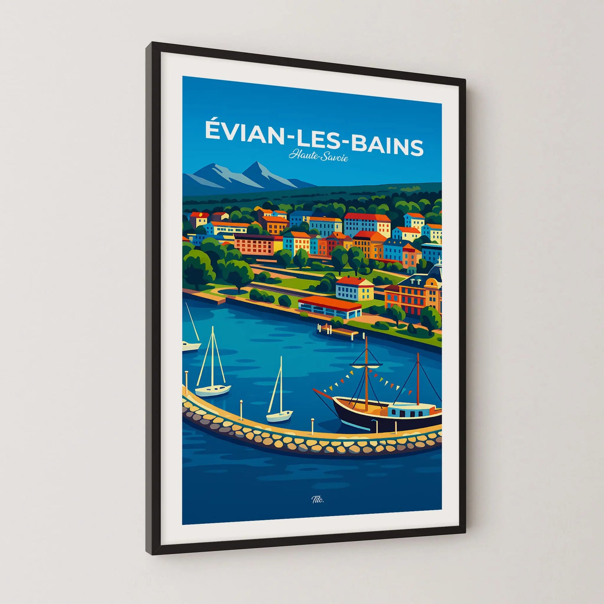 Affiche Évian-les-Bains - Poster vintage, impression artistique murale