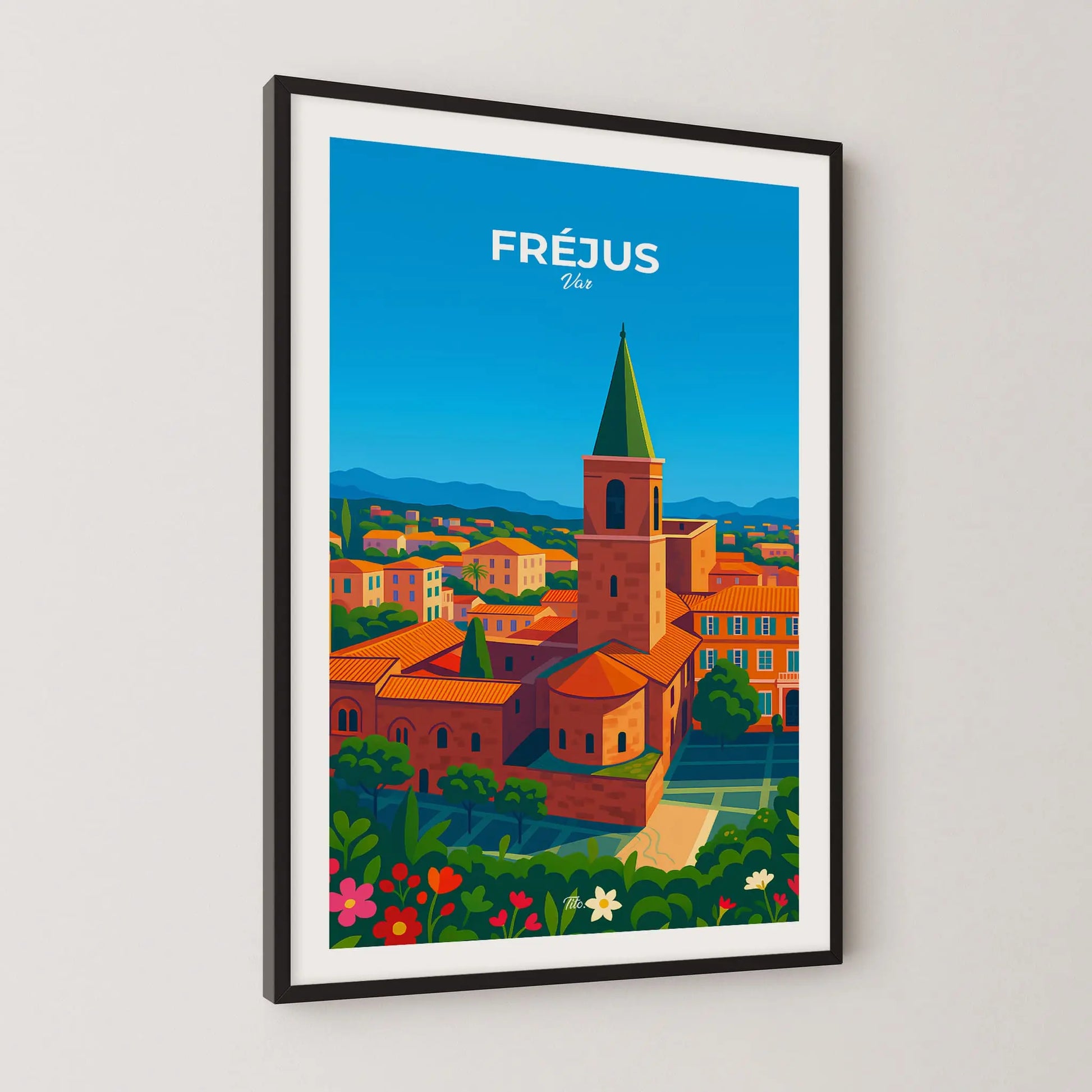 Affiche Fréjus - Poster vintage, impression artistique murale