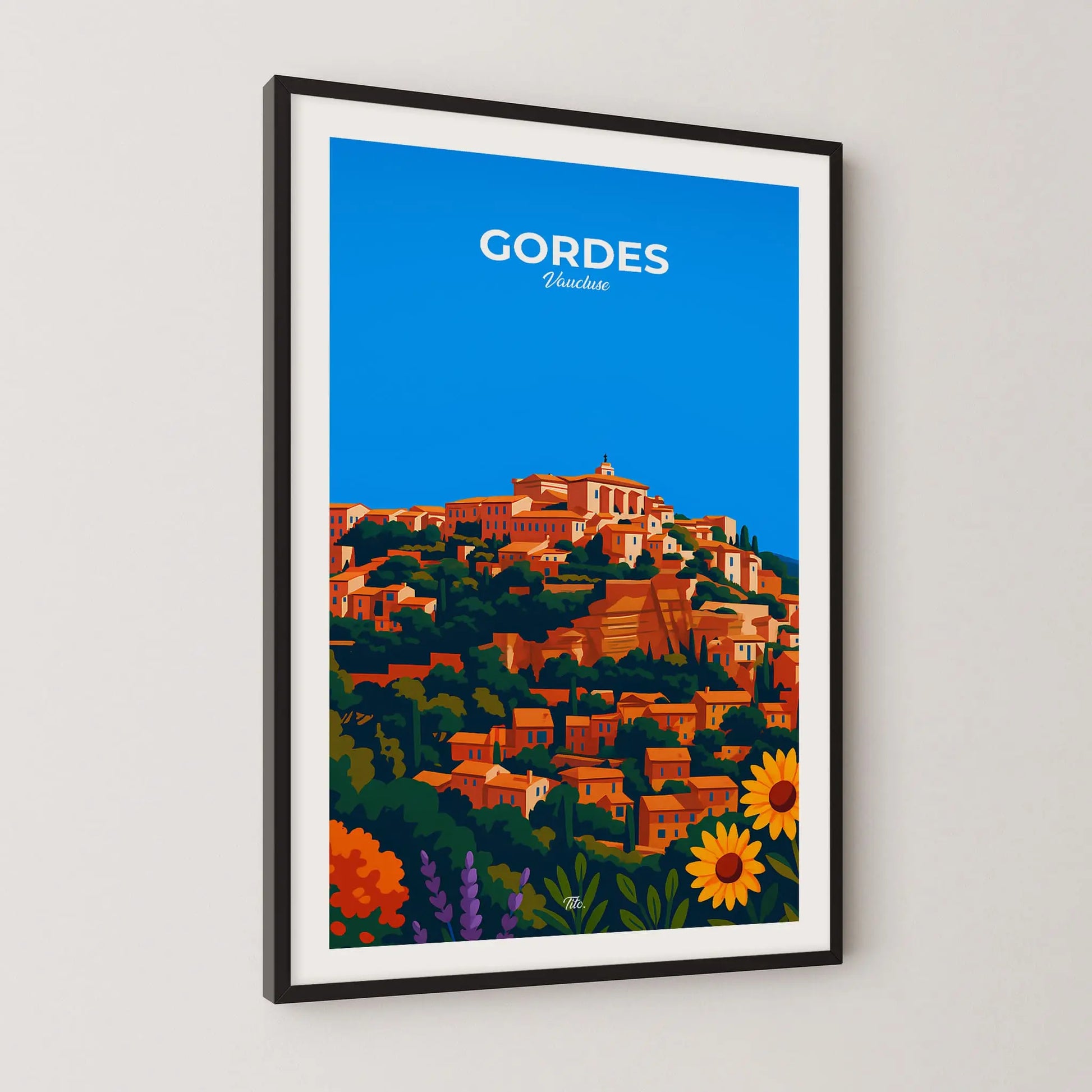 Affiche Gordes - Poster vintage, impression artistique murale