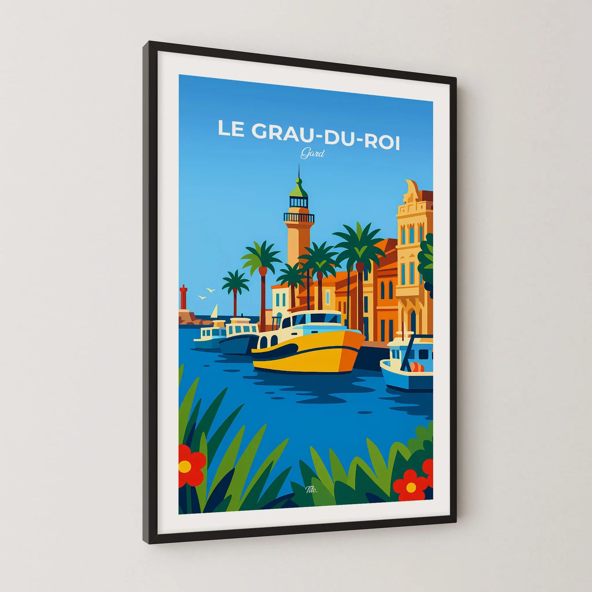 Affiche Le Grau-du-Roi - Poster vintage, impression artistique murale