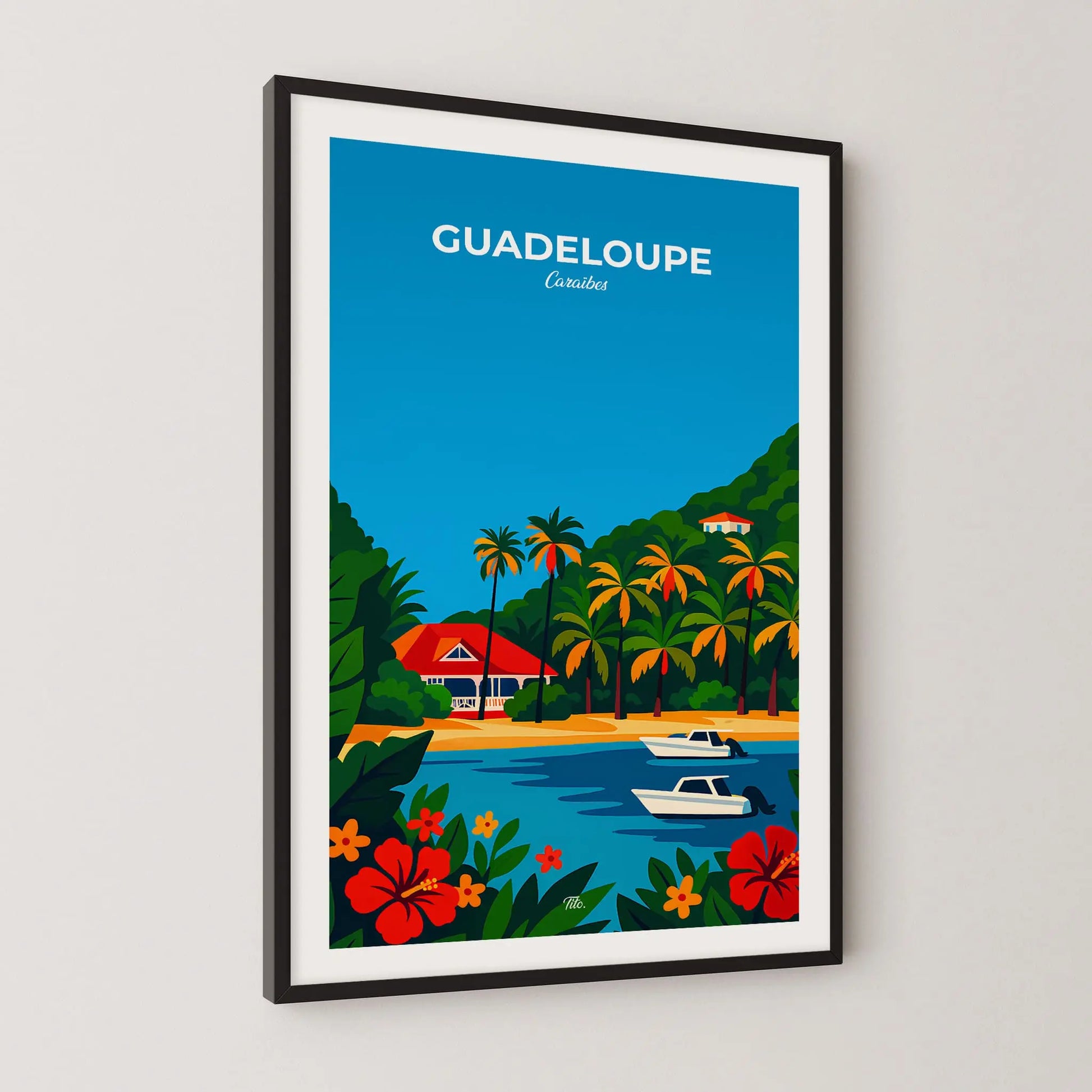 Affiche Guadeloupe - Poster vintage, impression artistique murale