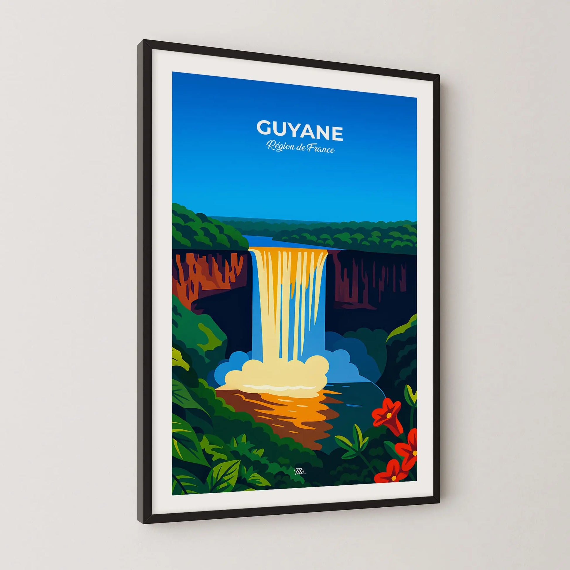 Affiche Guyane - Poster vintage, impression artistique murale