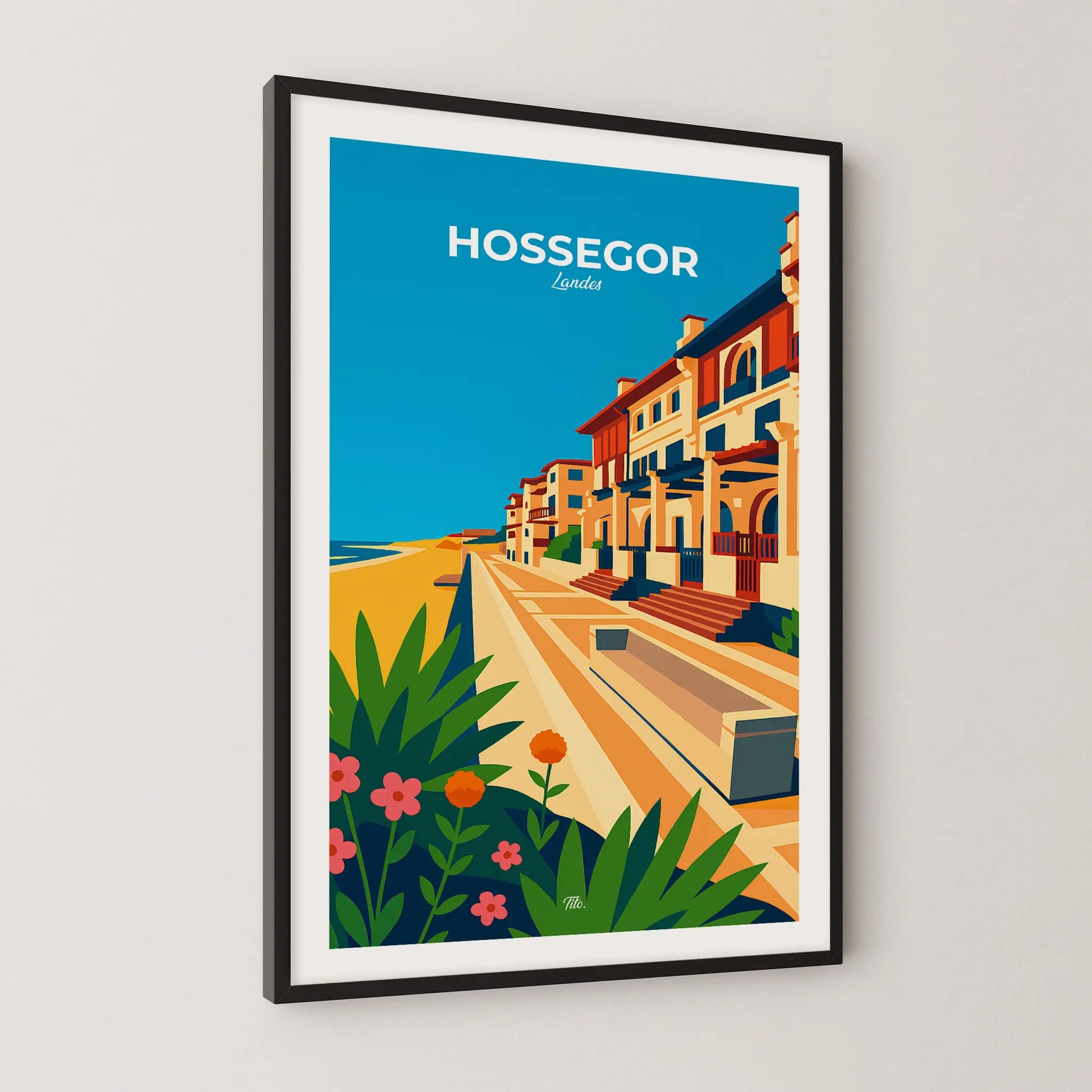 Affiche Hossegor - Poster vintage, impression artistique murale