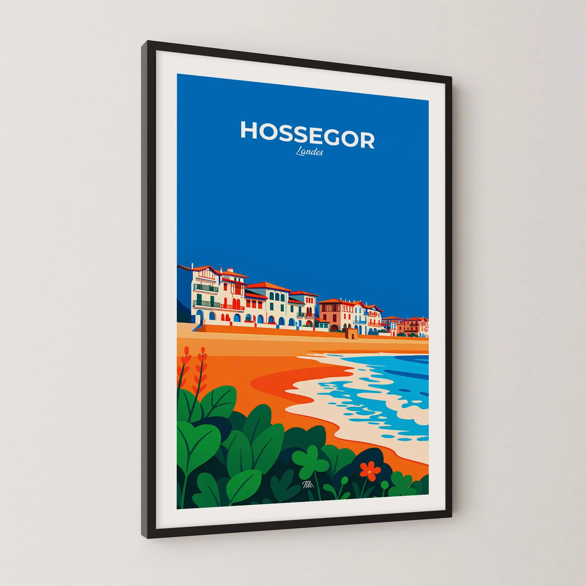 Affiche Hossegor - Poster vintage, impression artistique murale