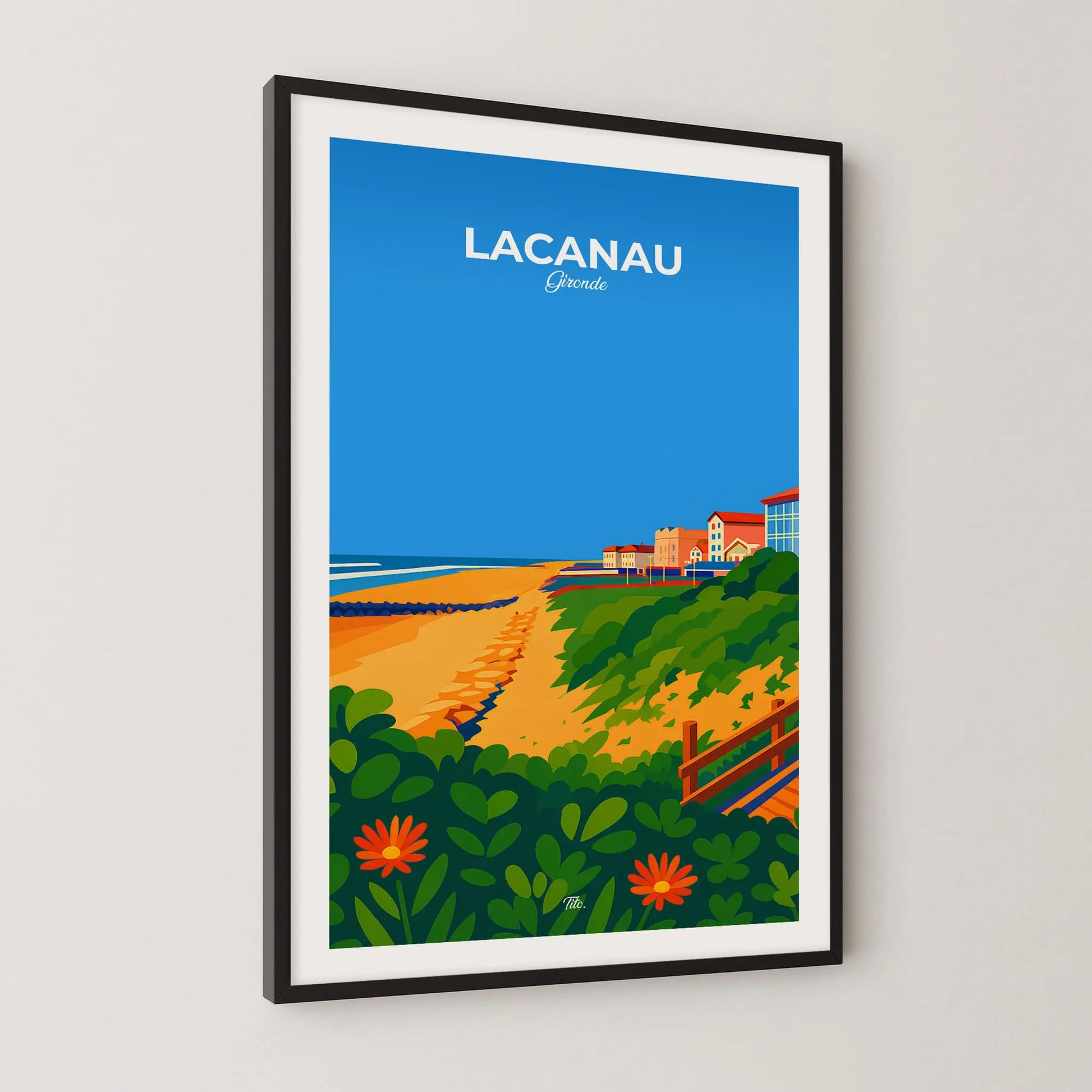Affiche Lacanau - Poster vintage, impression artistique murale