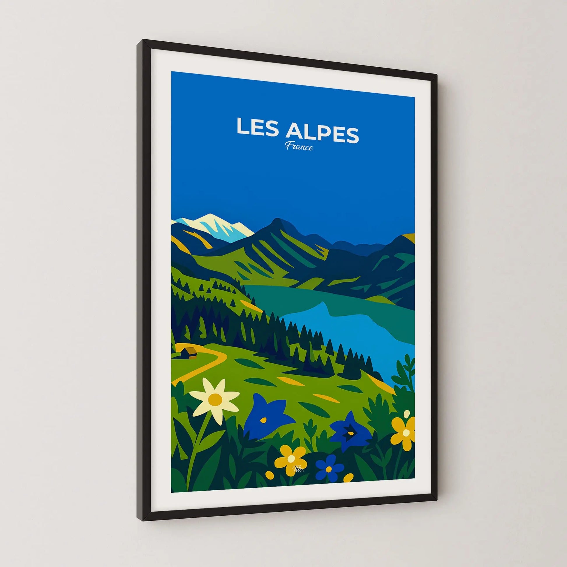 Affiche Les Alpes - Poster vintage, impression artistique murale